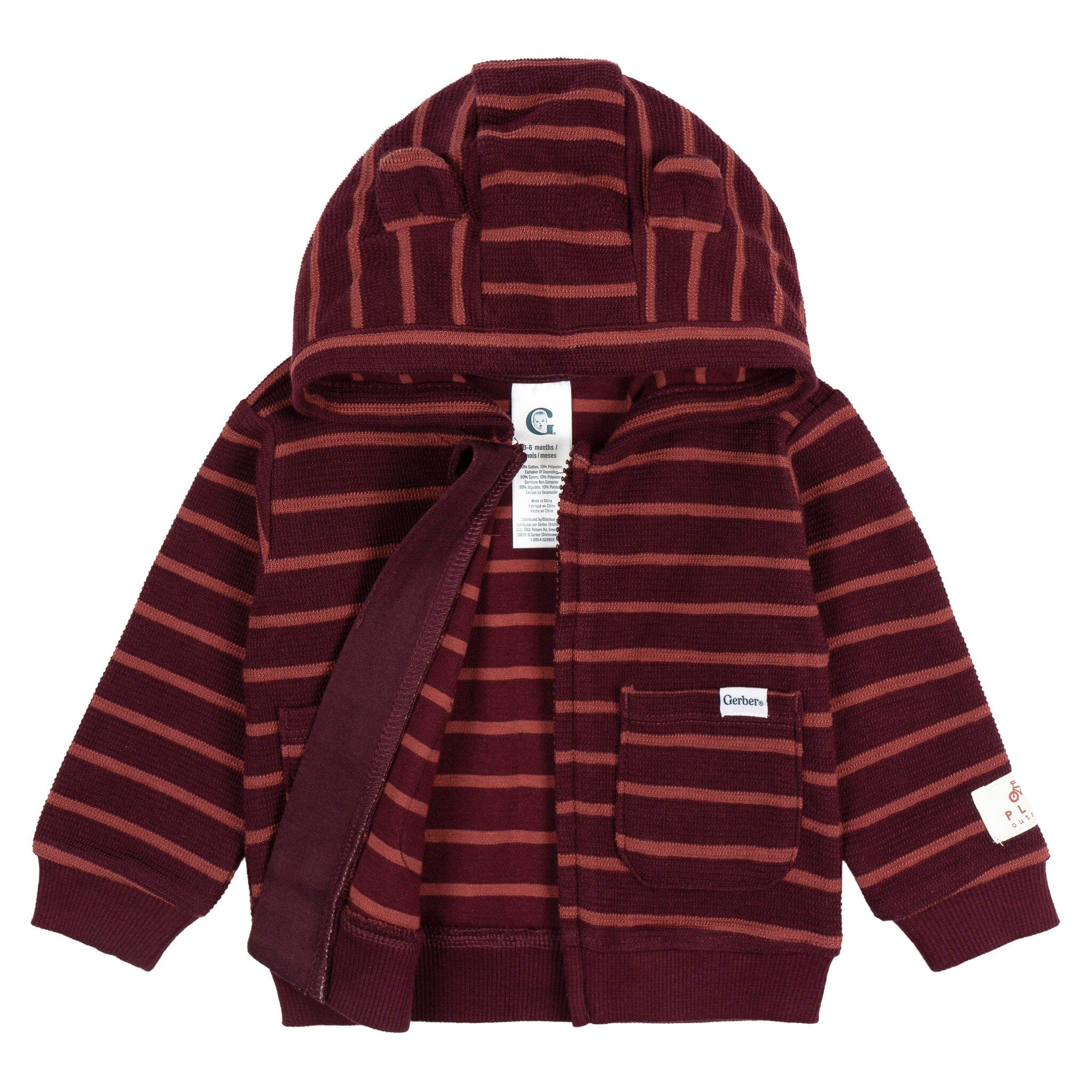 2-Piece Baby Girls Fig Stripe Hooded Jacket & Jogger Set - Image 6