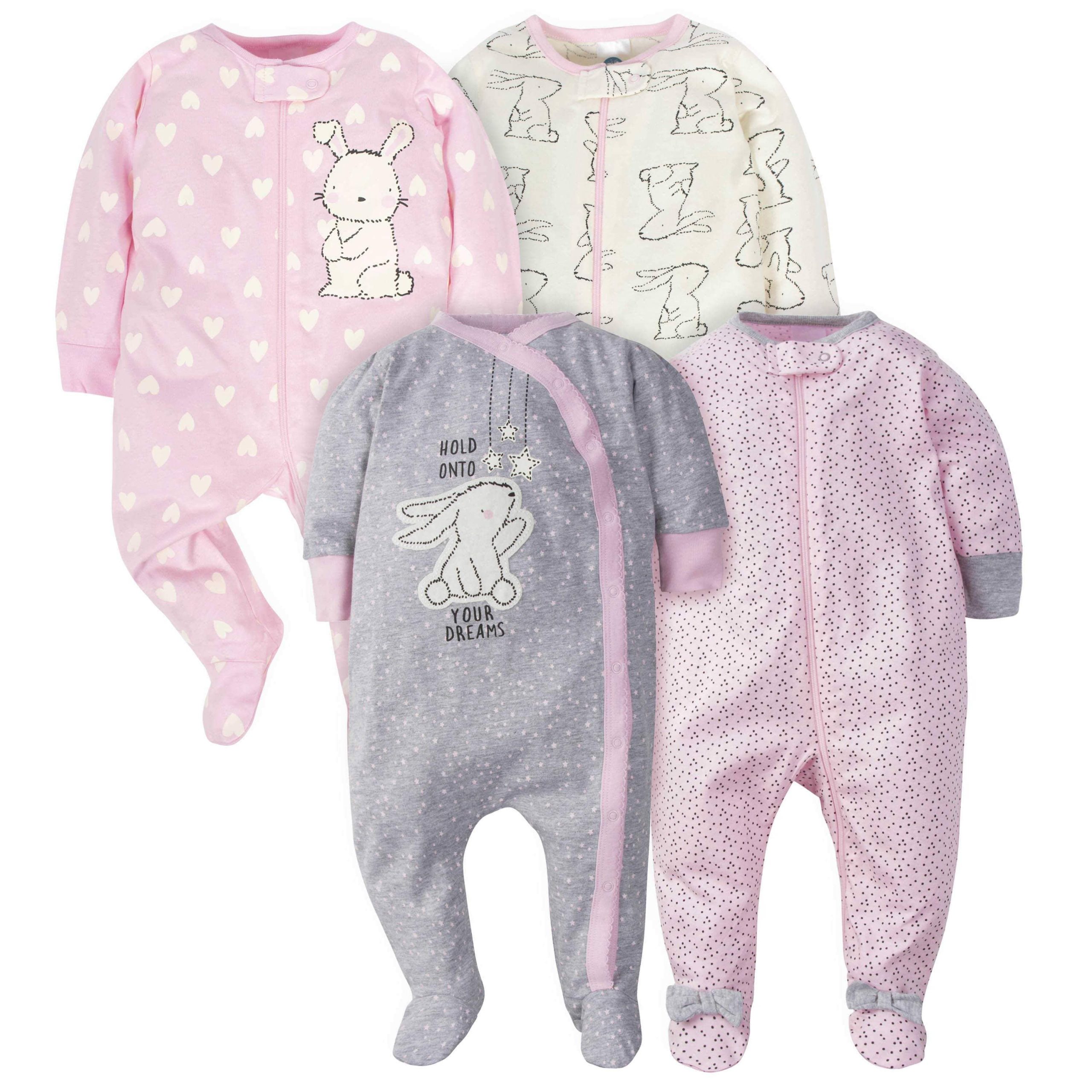 18-Piece Baby Girls Bunny Sleep 'N Play, Onesies® Bodysuit, and Burpcloth Set - Image 2