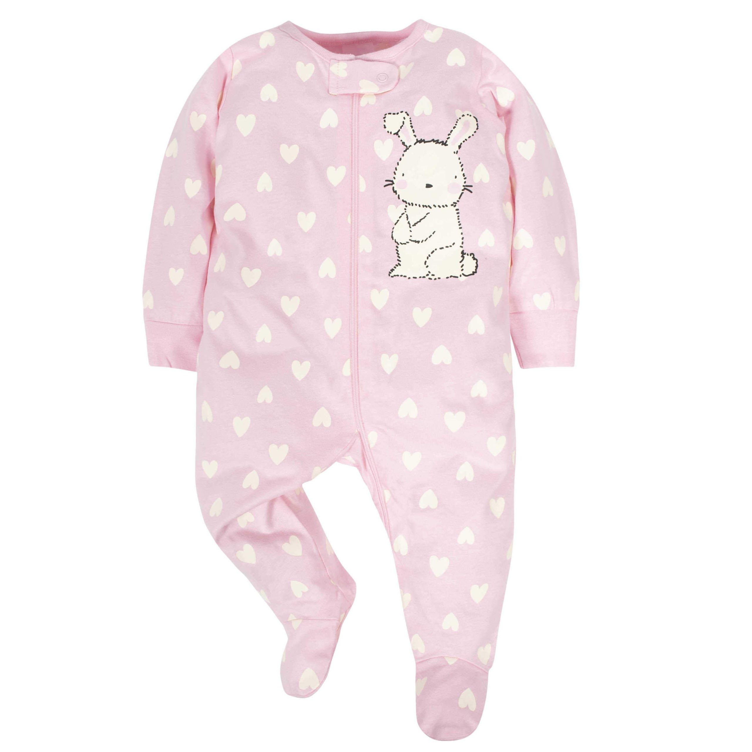 18-Piece Baby Girls Bunny Sleep 'N Play, Onesies® Bodysuit, and Burpcloth Set - Image 3