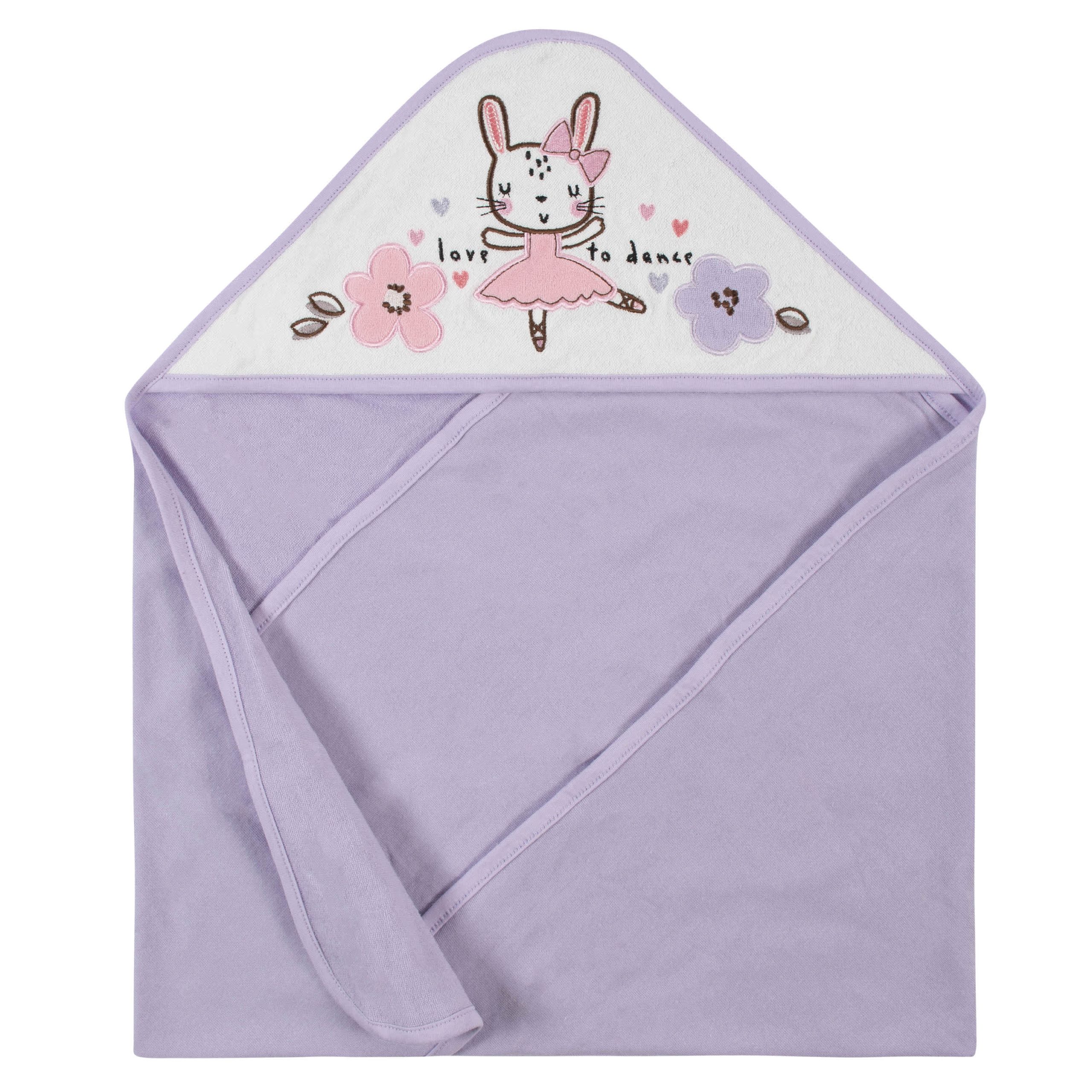 12-Piece Girls Bunny Ballerina Hooded Towel & Washcloth Set - Image 3