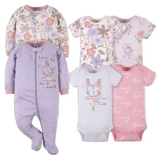 6-Piece Baby Girls Bunny Ballerina Onesies® Bodysuit and Sleep 'N Play Set