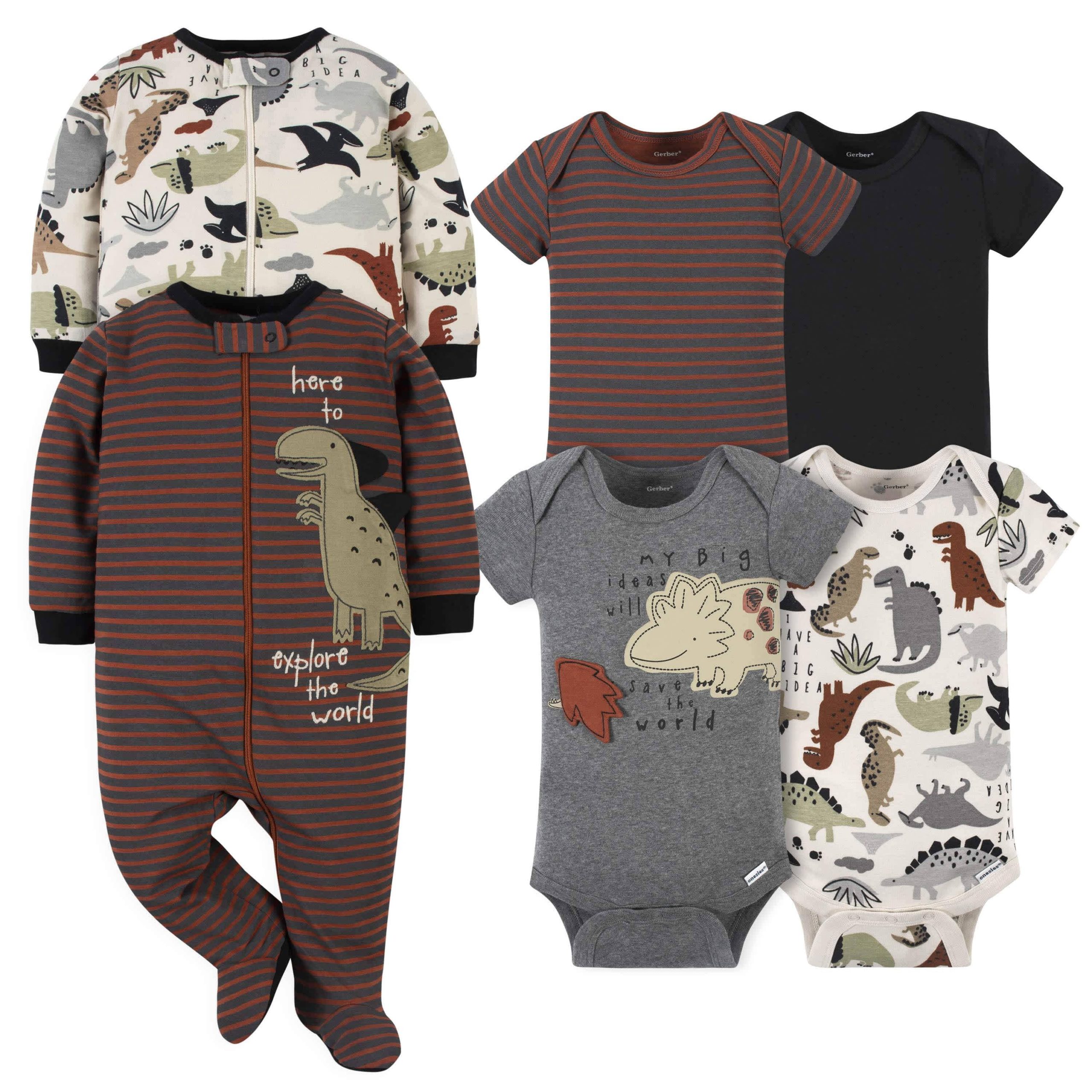 6-Piece Baby Boys Dino Onesies® Bodysuit and Sleep 'N Play Set