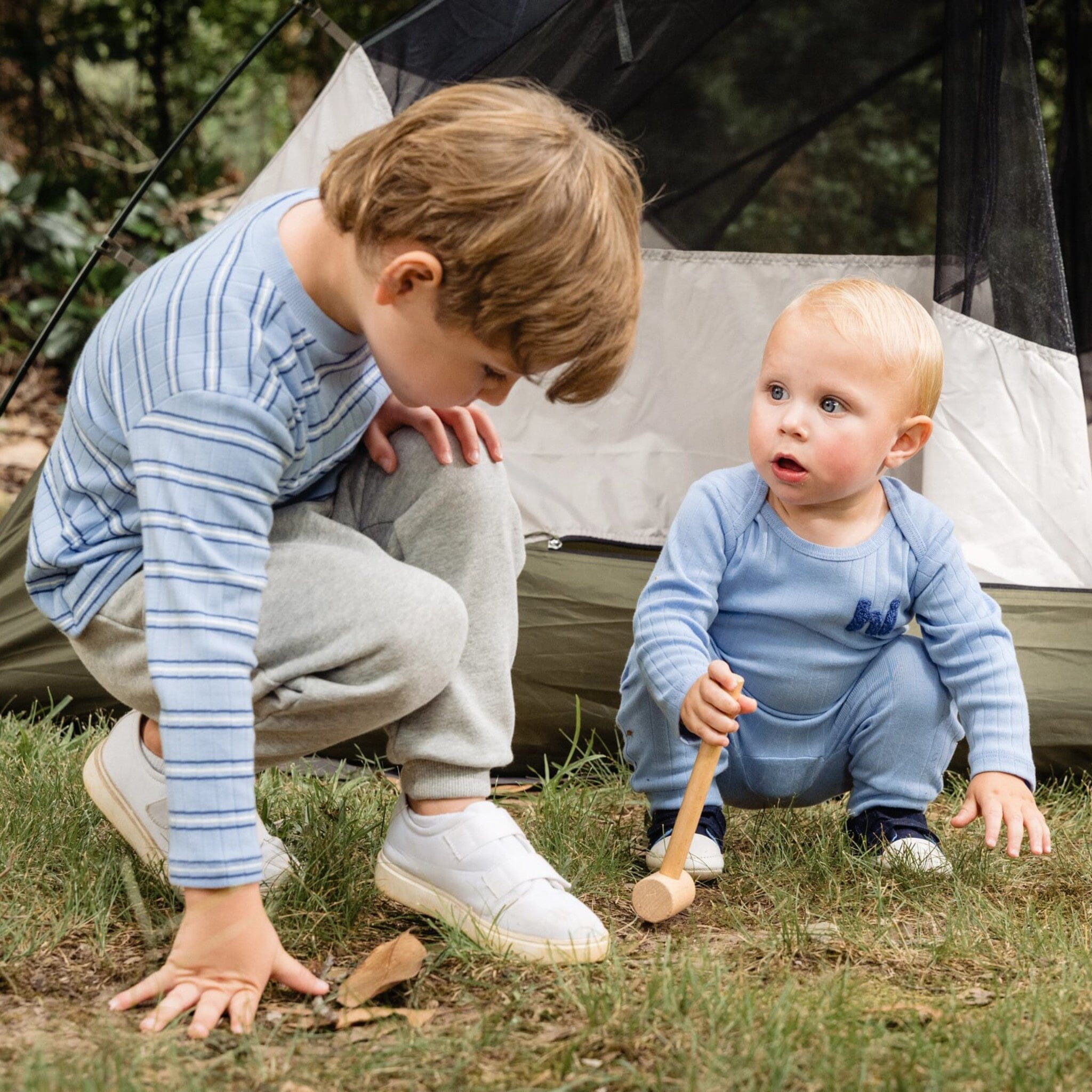 2-Piece Infant & Toddler Boys Blue Stripe Top & Jogger Set - Image 3