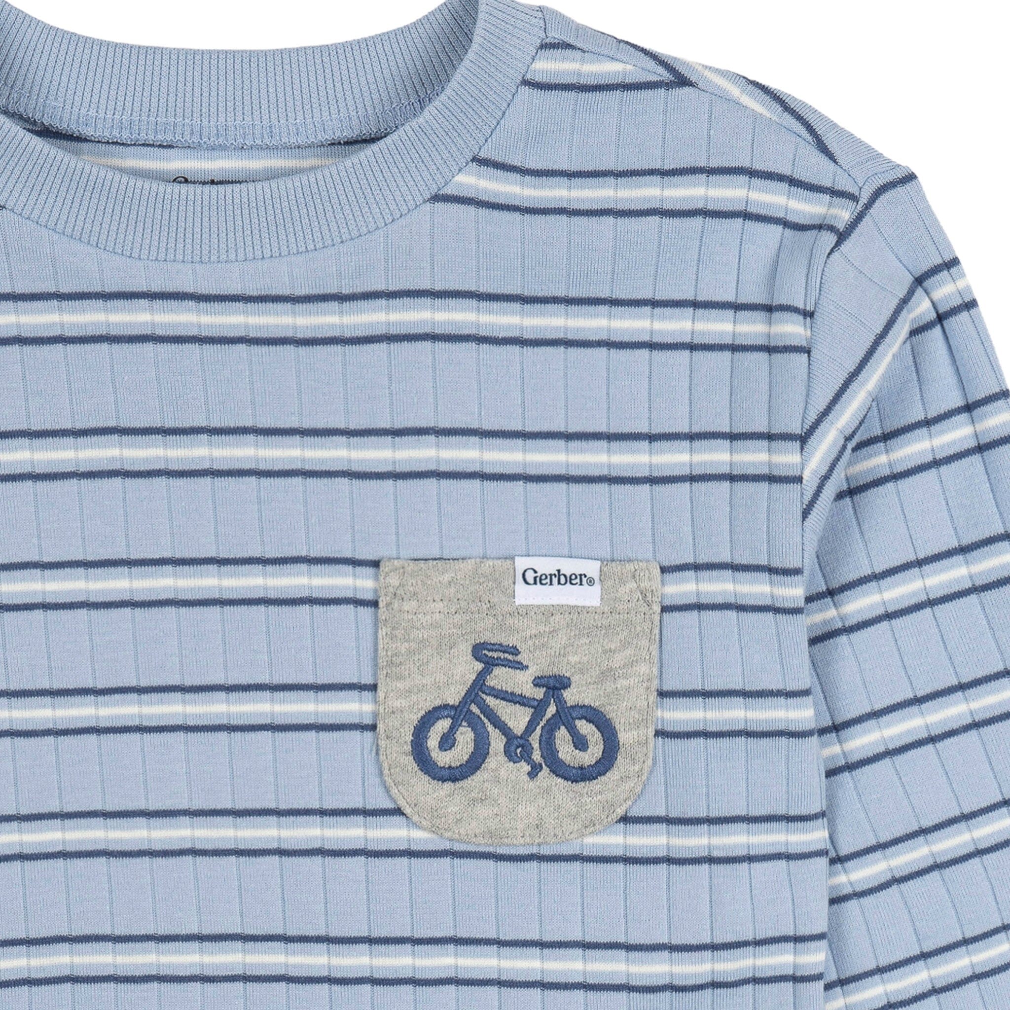2-Piece Infant & Toddler Boys Blue Stripe Top & Jogger Set - Image 5