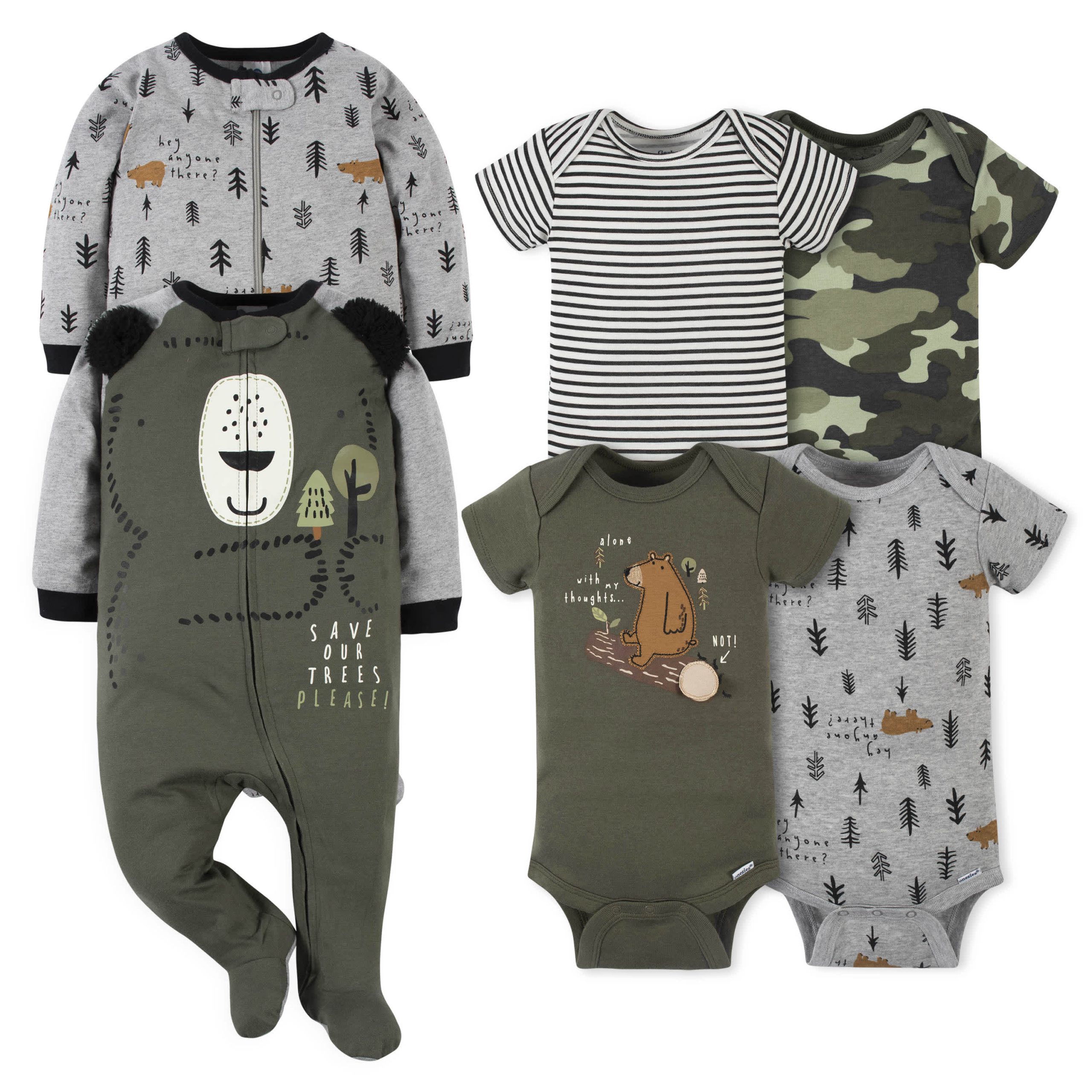 6-Piece Baby Boys Bear Onesies® Bodysuit and Sleep 'N Play Set