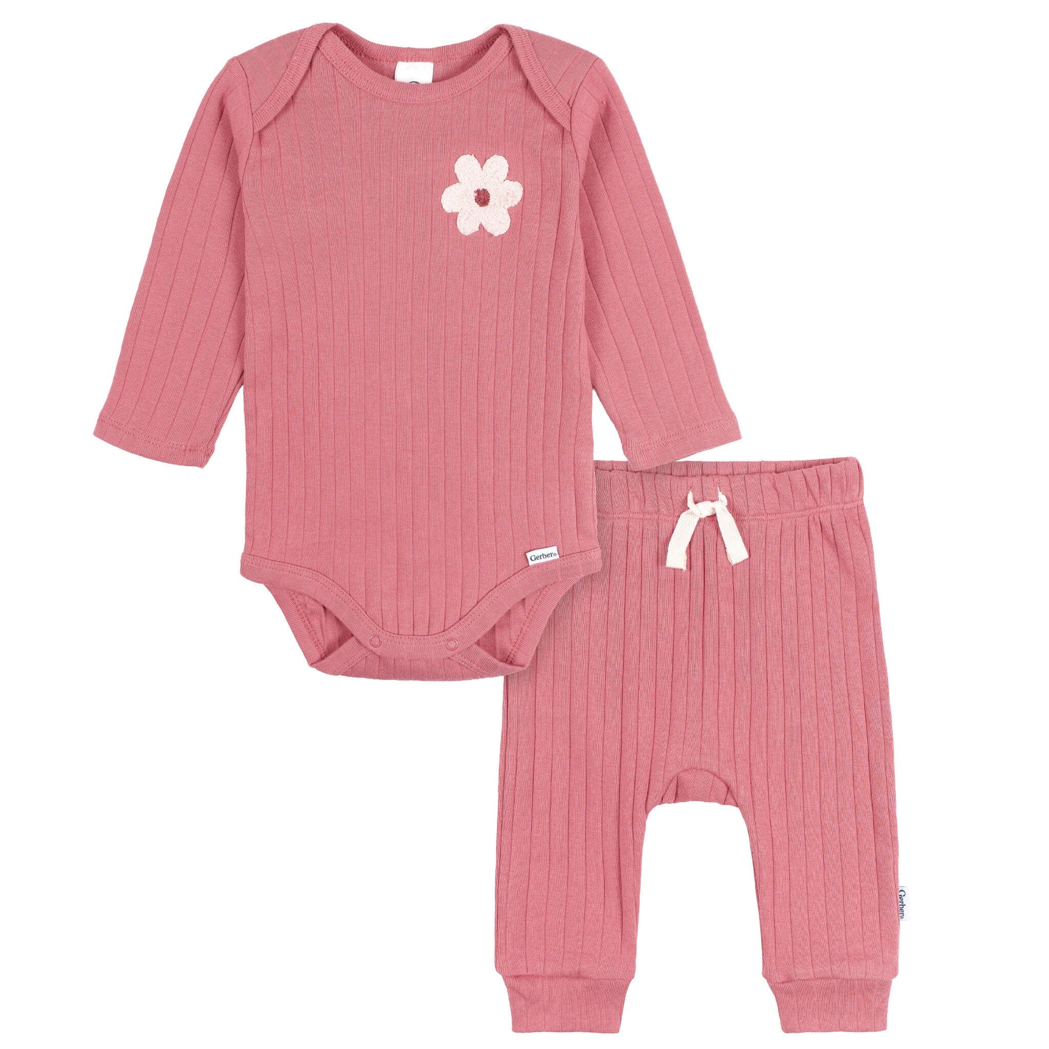2-Piece Baby Girls Rose Bodysuit and Pant Set