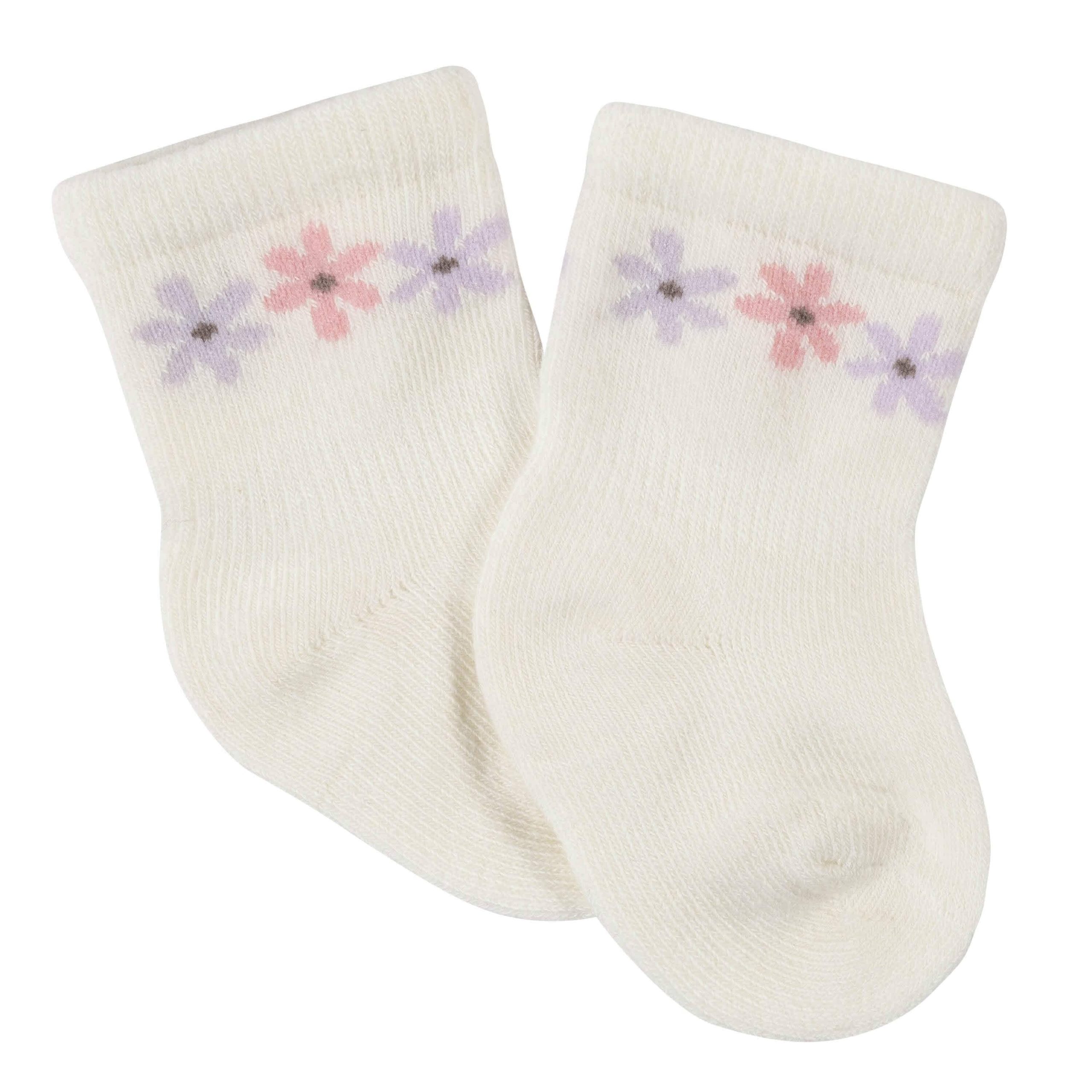 6-Pack Baby Girls Bunny Ballerina Wiggle Proof® Jersey Crew Socks - Image 4