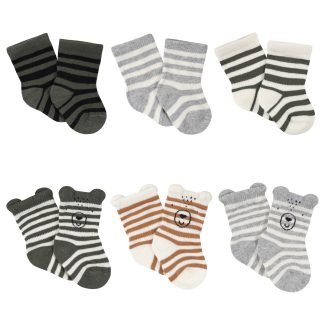 6-Pack Baby Boys Bear Wiggle Proof® Jersey Crew Socks