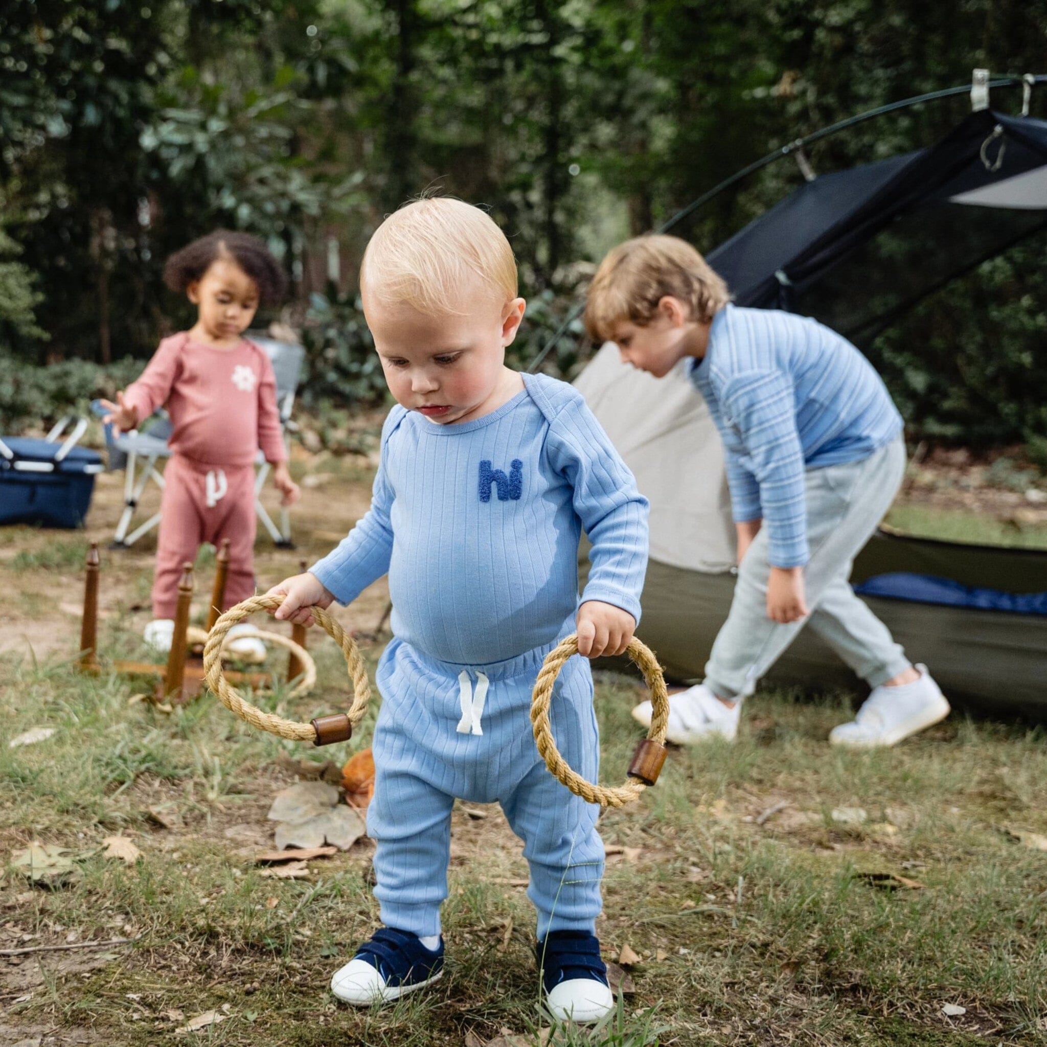 2-Piece Baby Boys Blue Bodysuit and Pant Set - Image 4