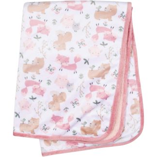 Girls Woodland Critters Plush Blanket