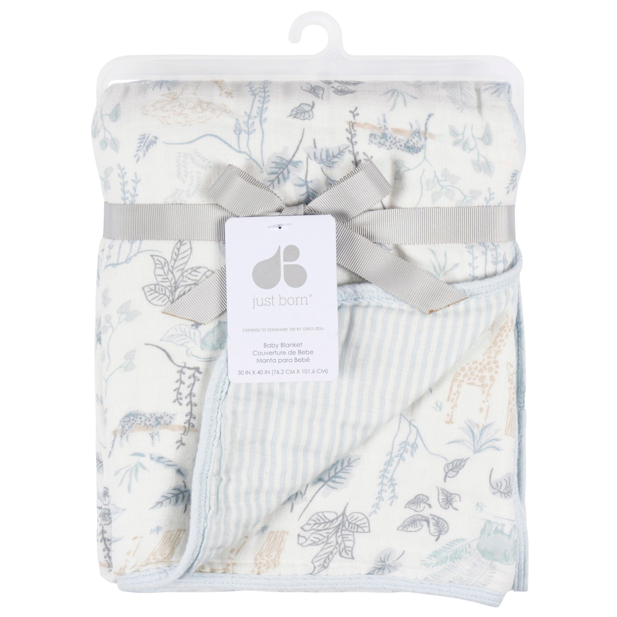 Baby Boys Blue Jungle Muslin Blanket - Image 2