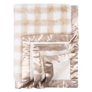 Baby Neutral Tan Plaid Plush Blanket