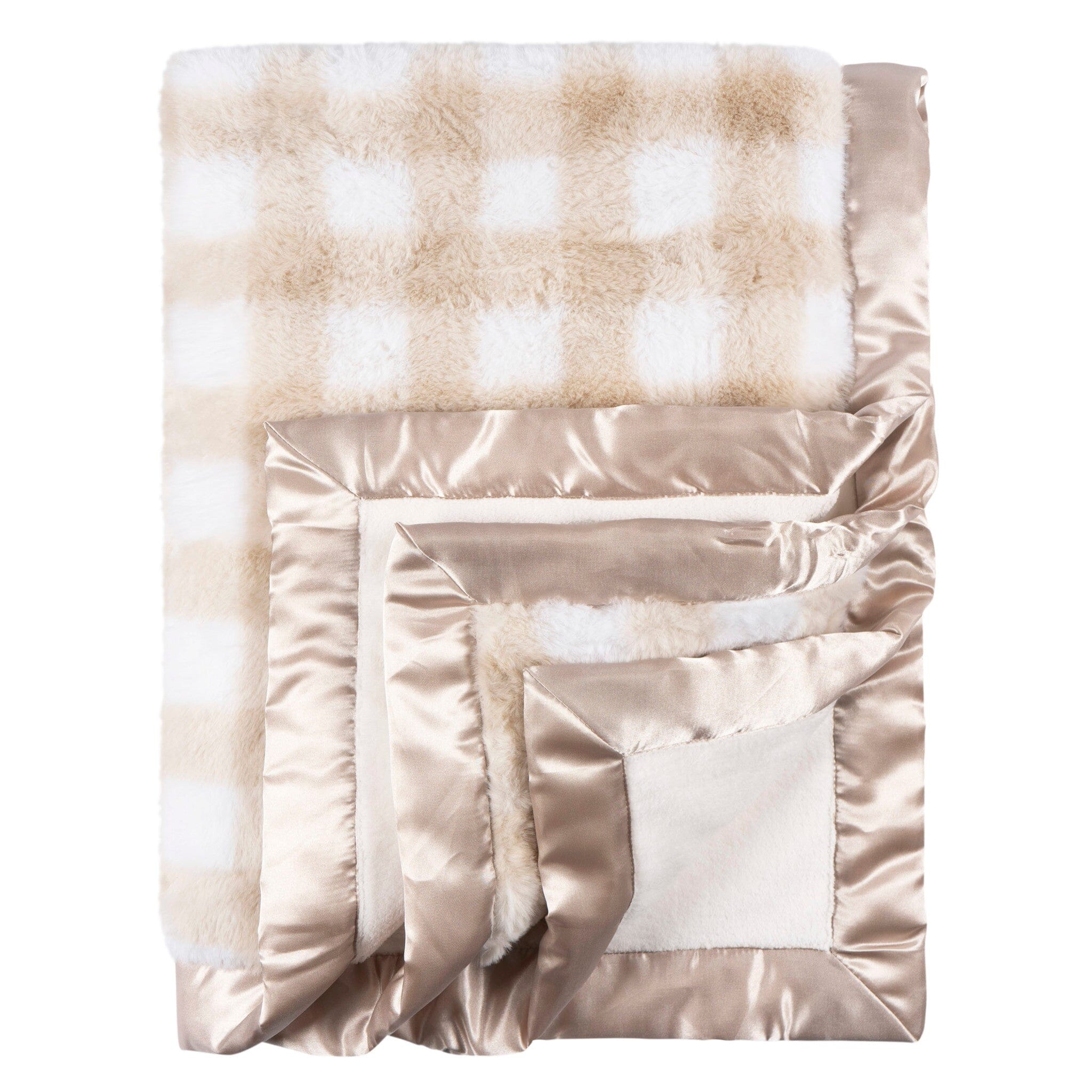 Baby Neutral Tan Plaid Plush Blanket