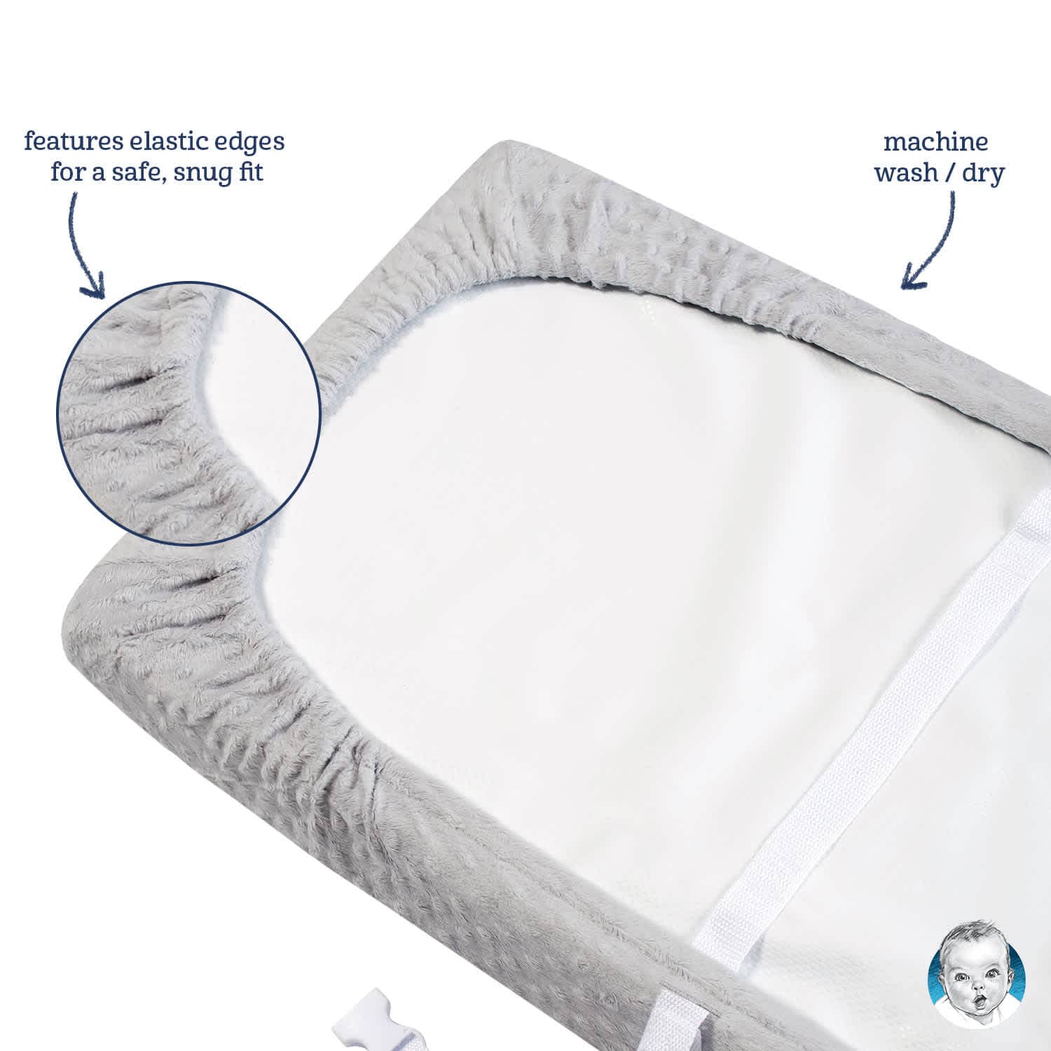 Baby Neutral Grey Dotted Changing Pad Cover - Image 5