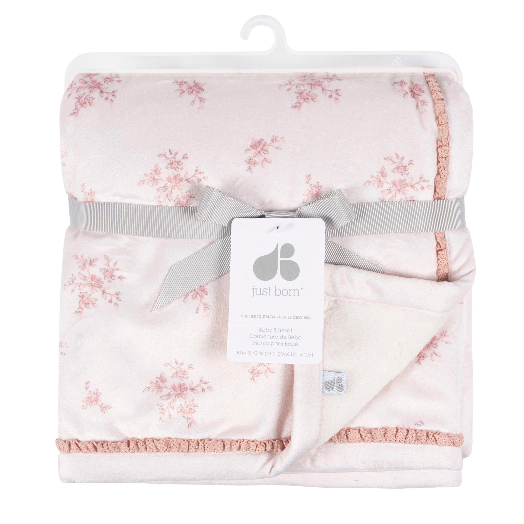 Baby Girls Pink Floral Plush Blanket - Image 2