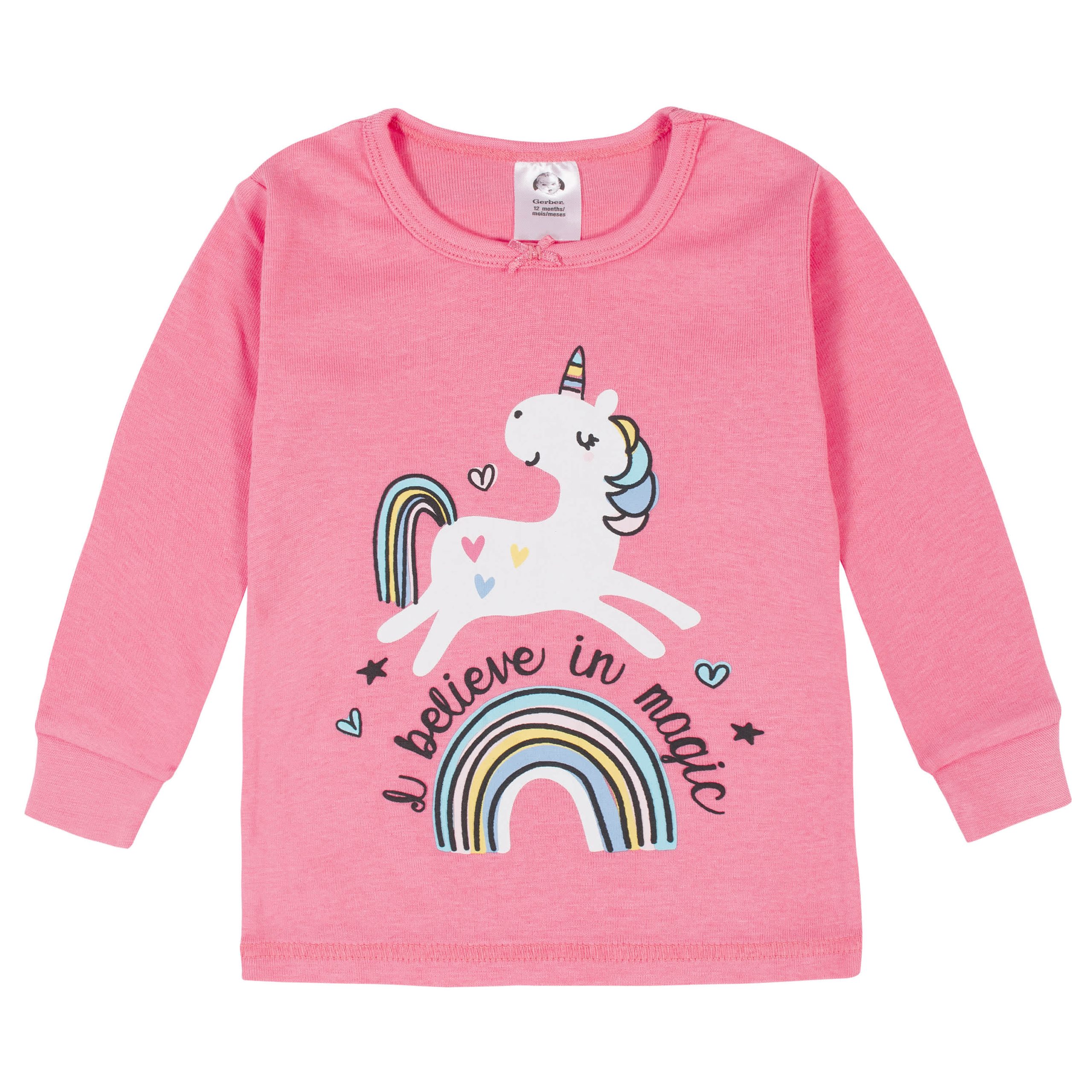 4-Piece Infant & Toddler Girls Unicorn Snug Fit Cotton Pajamas - Image 2