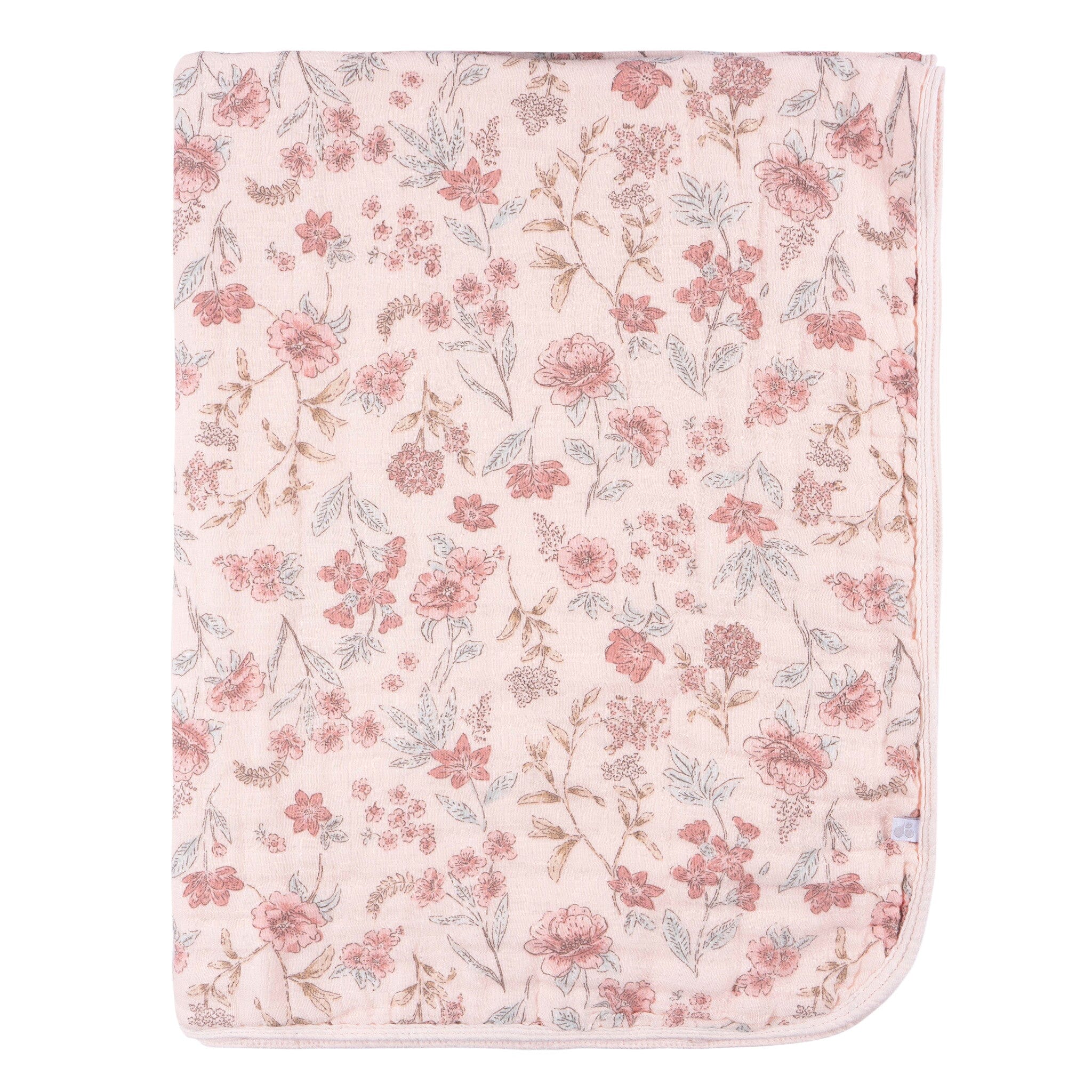 Baby Girls Pink Floral Muslin Blanket - Image 2