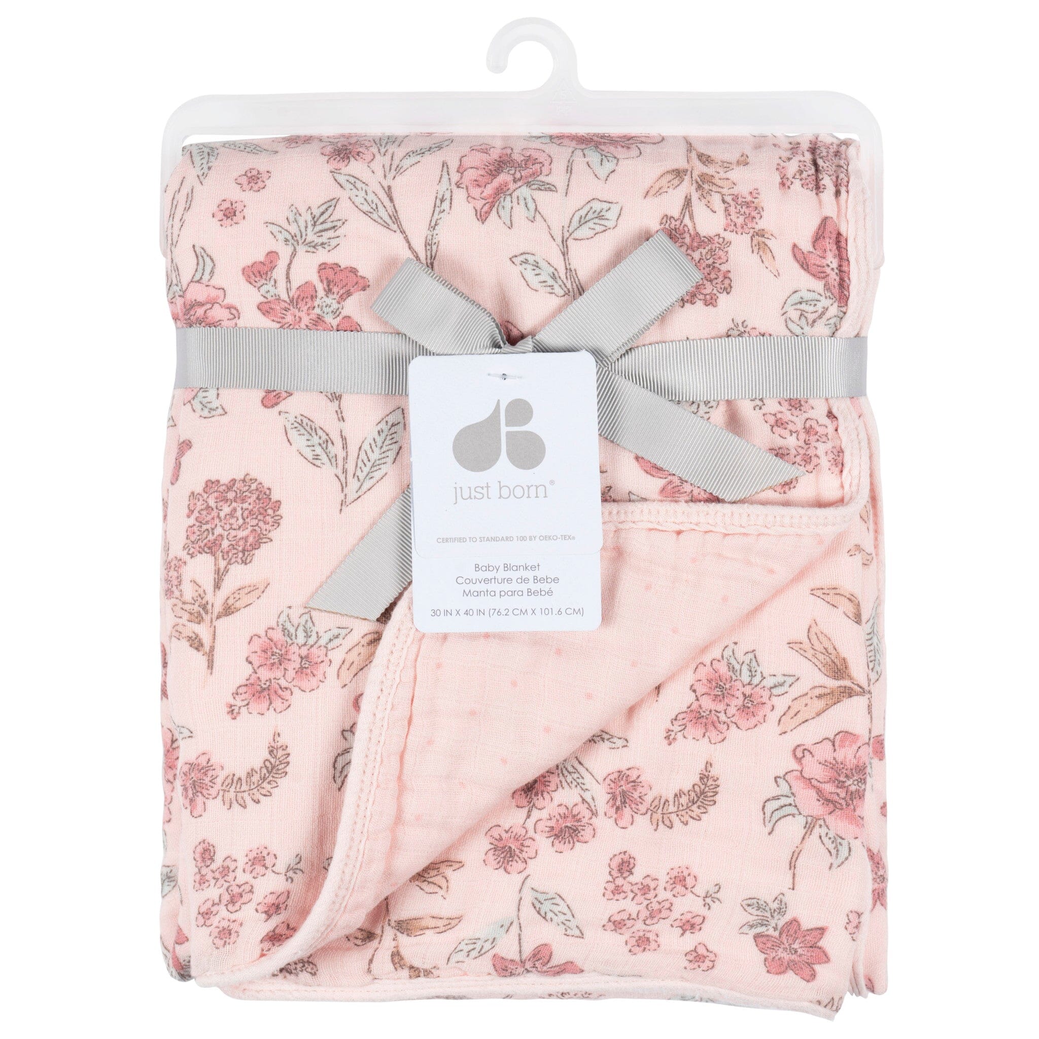 Baby Girls Pink Floral Muslin Blanket - Image 3