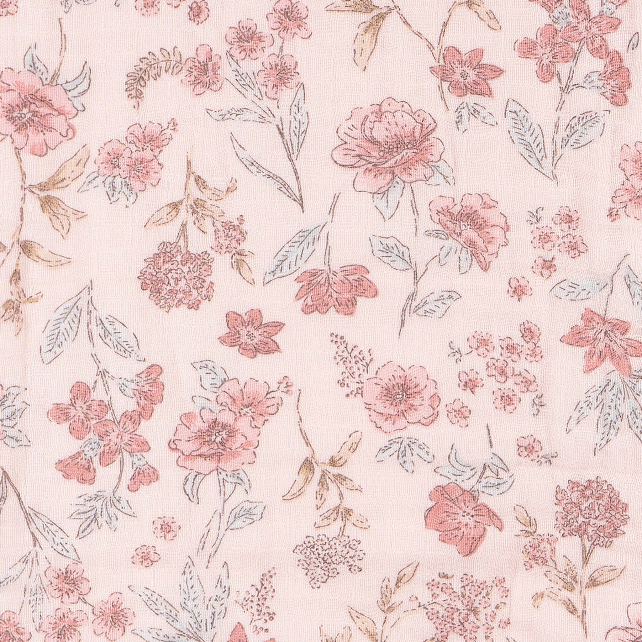 Baby Girls Pink Floral Muslin Blanket - Image 4