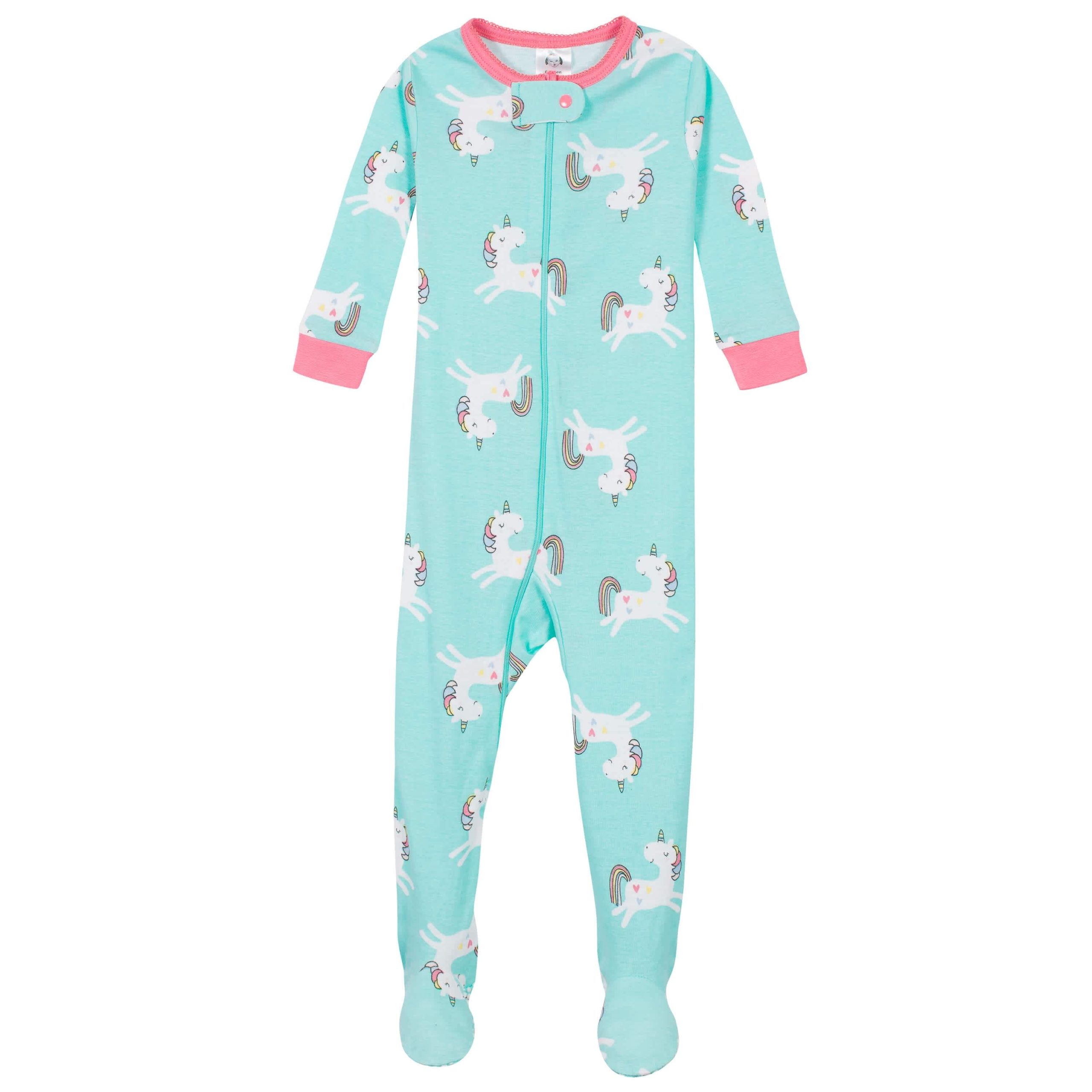 4-Pack Baby & Toddler Girls Unicorns & Cats Snug Fit Footed Cotton Pajamas - Image 4