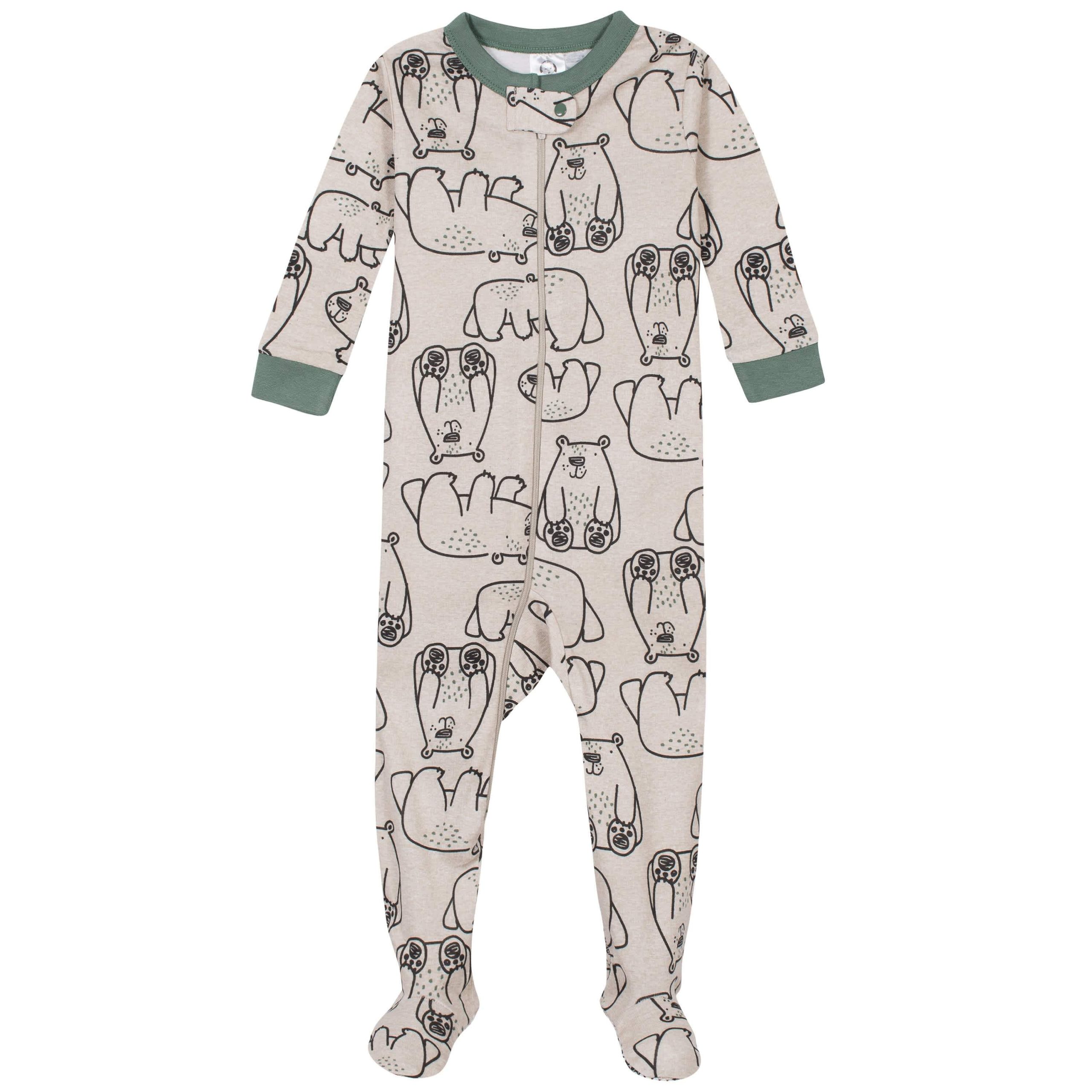 4-Pack Baby & Toddler Boys Bears & Construction Trucks Snug Fit Footed Cotton Pajamas - Image 4
