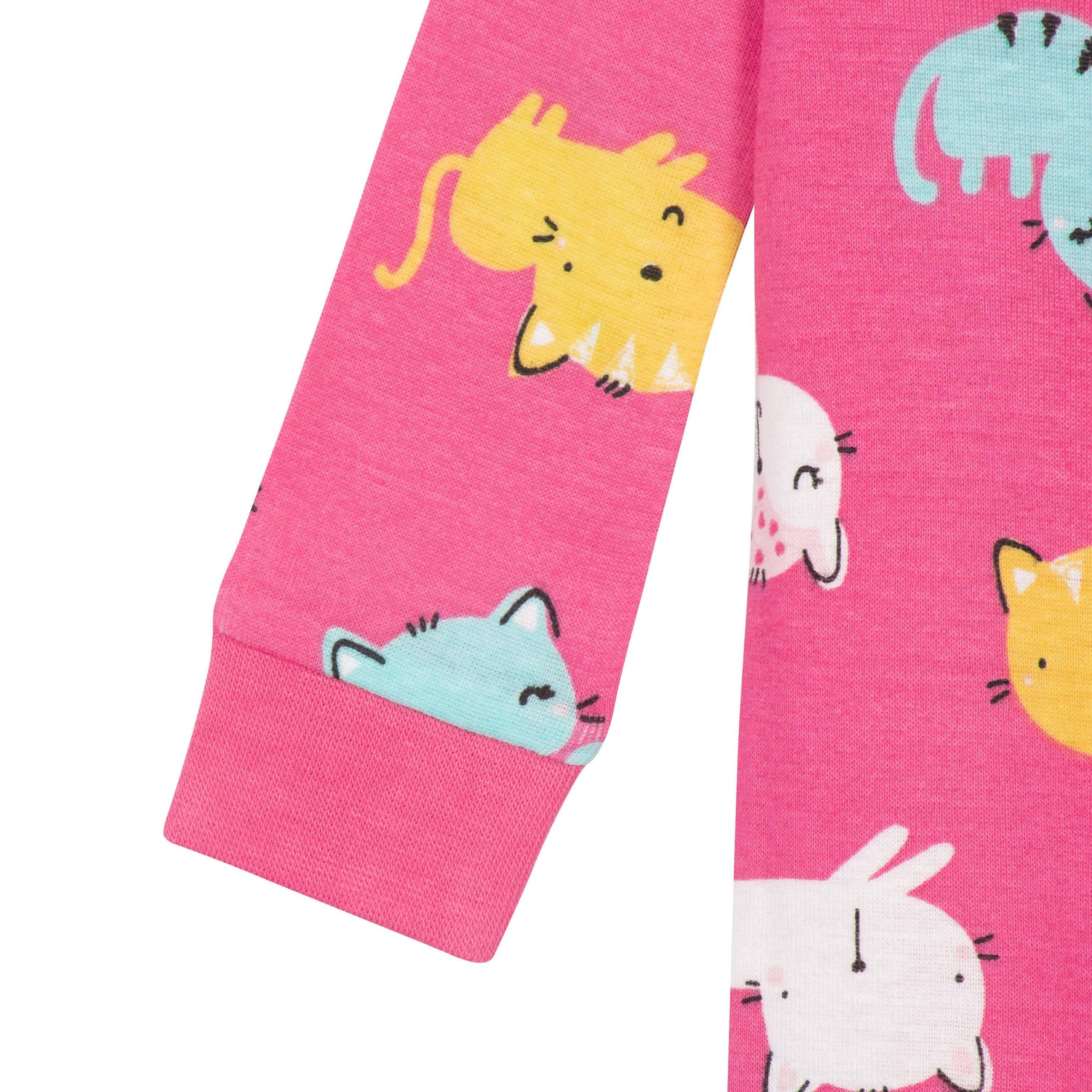2-Pack Baby Girls Cats Snug Fit Footed Cotton Pajamas, 0-3M - Image 5