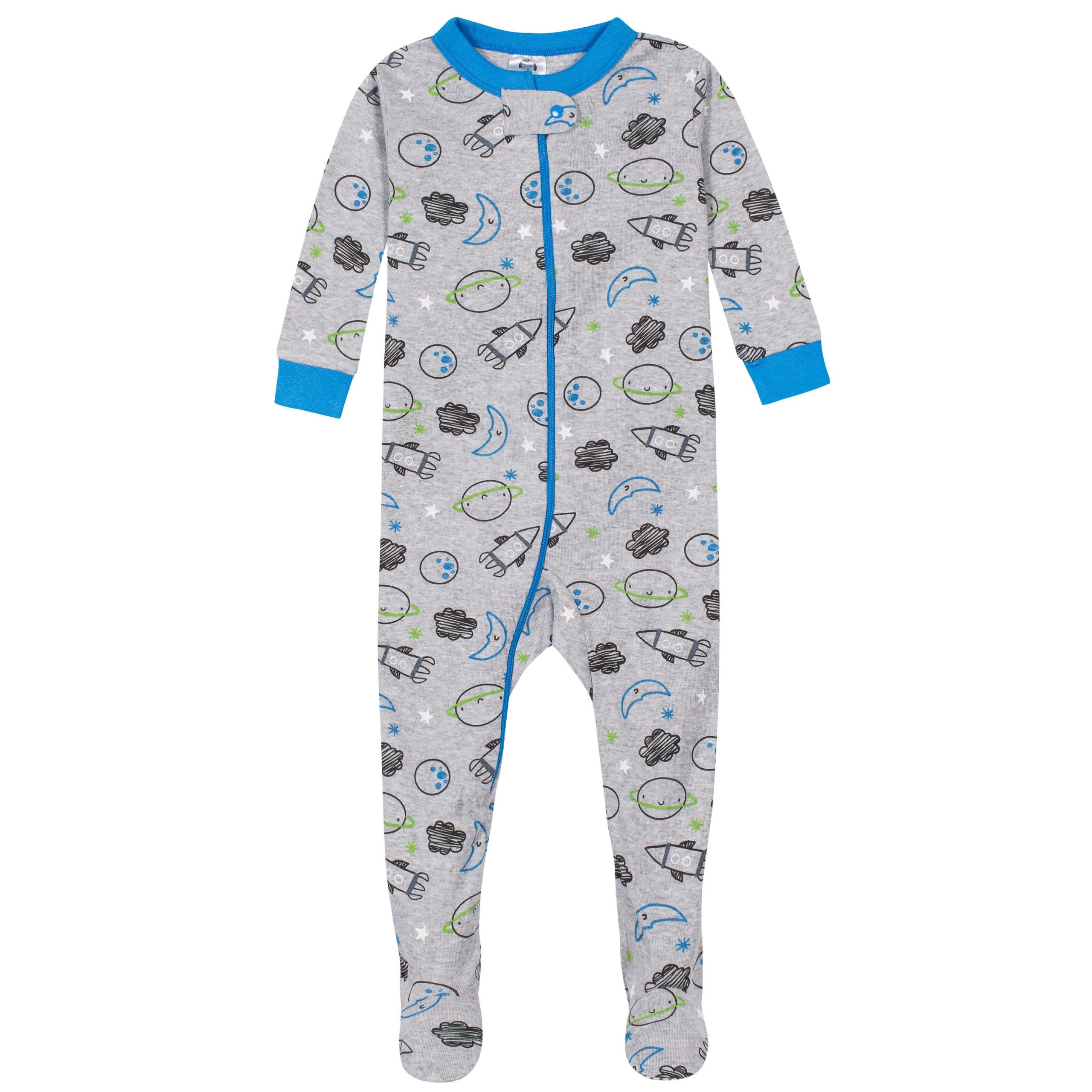 2-Pack Baby Boys Space Snug Fit Footed Cotton Pajamas, 3-6M - Image 2