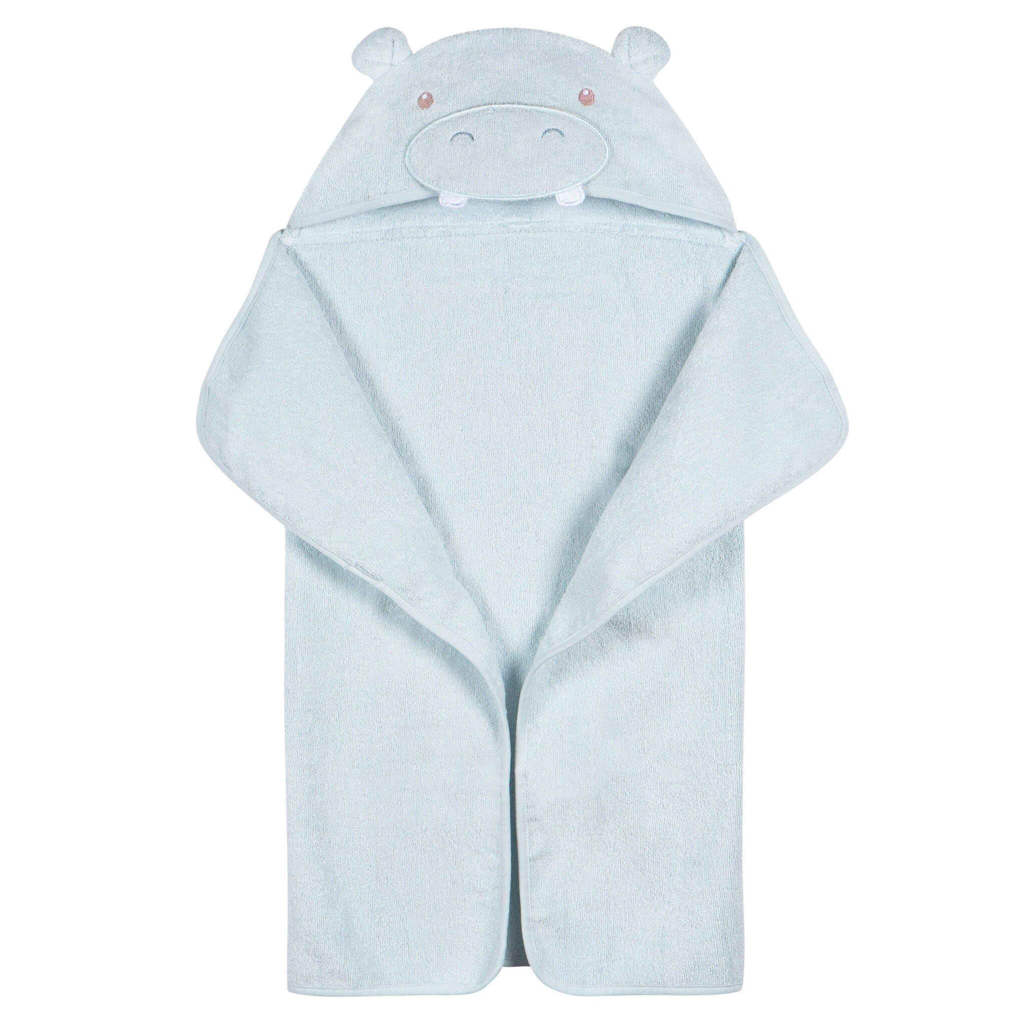Baby Boys Blue Hippo Hooded Bath Wrap - Image 3