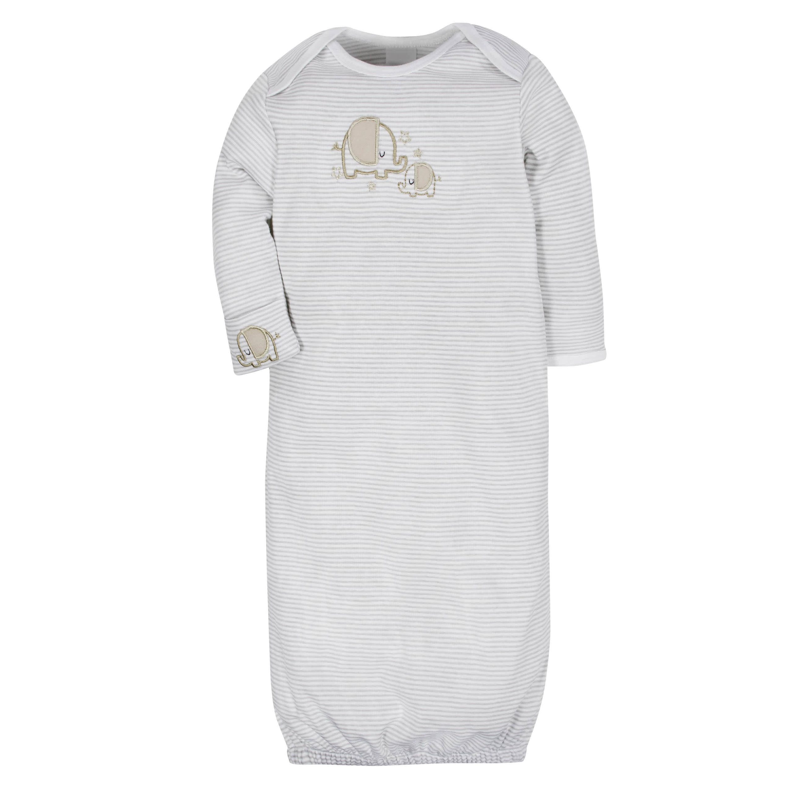 4-Pack Clouds & Elephants Baby Neutral Gowns - Image 2