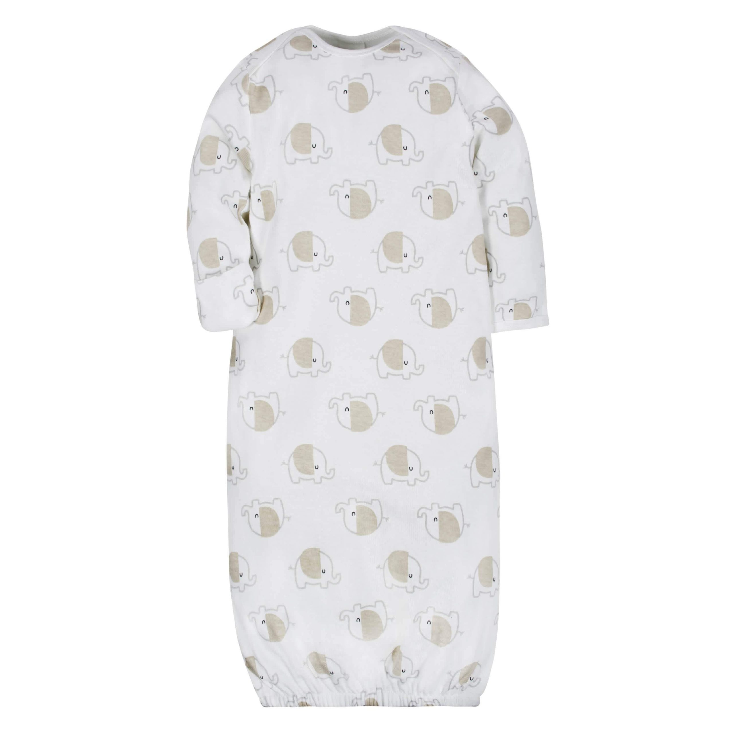 4-Pack Clouds & Elephants Baby Neutral Gowns - Image 3