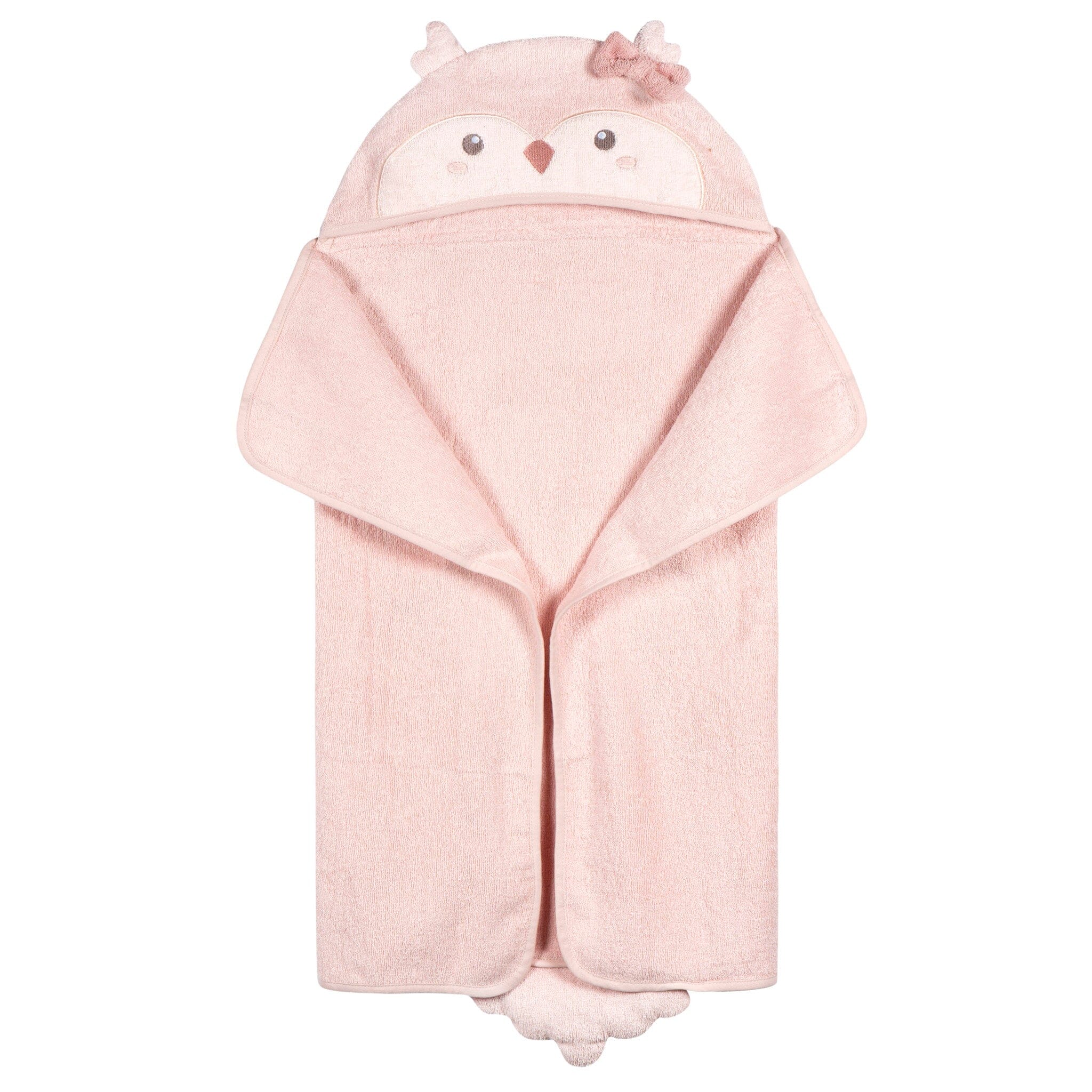 Baby Girls Pink Owl Hooded Bath Wrap - Image 2