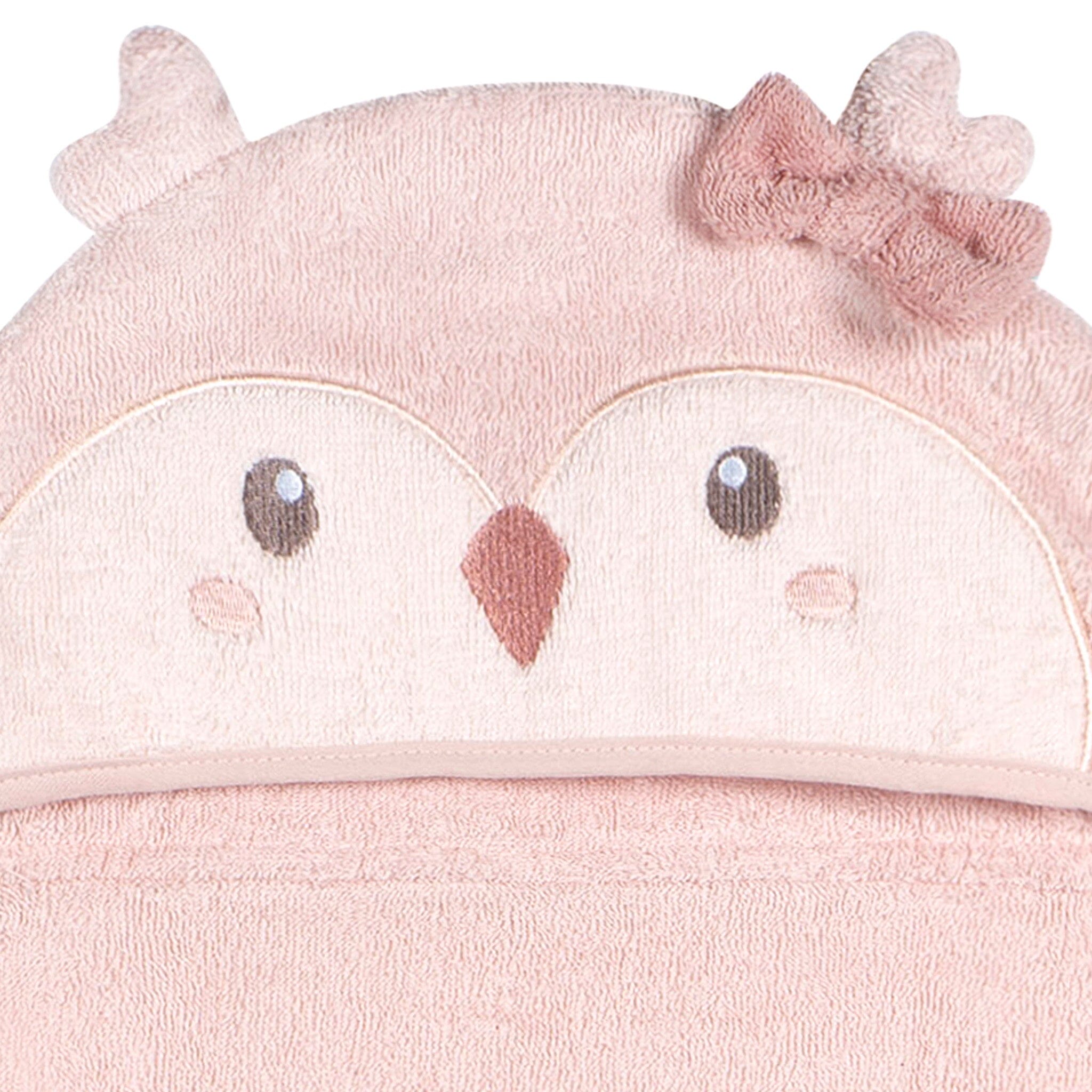Baby Girls Pink Owl Hooded Bath Wrap - Image 4
