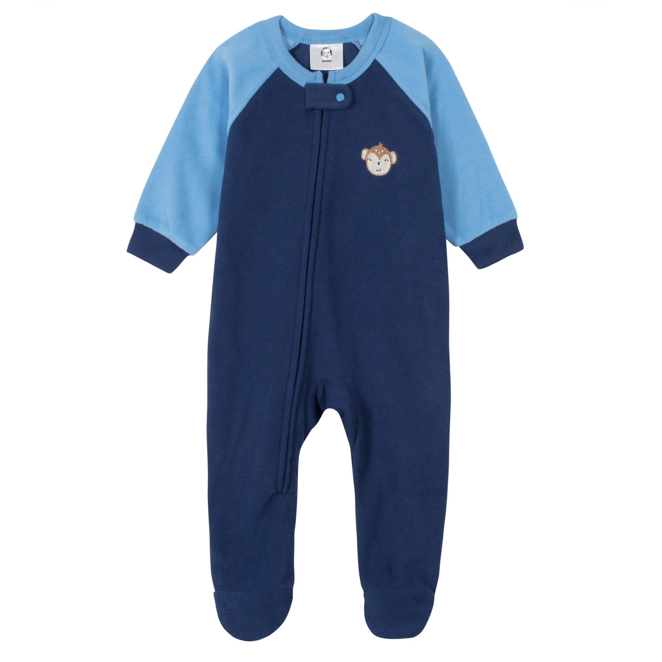 Gerber® 4-Pack Baby Boys Monkeys & Foxes Fleece Pajamas - Image 3