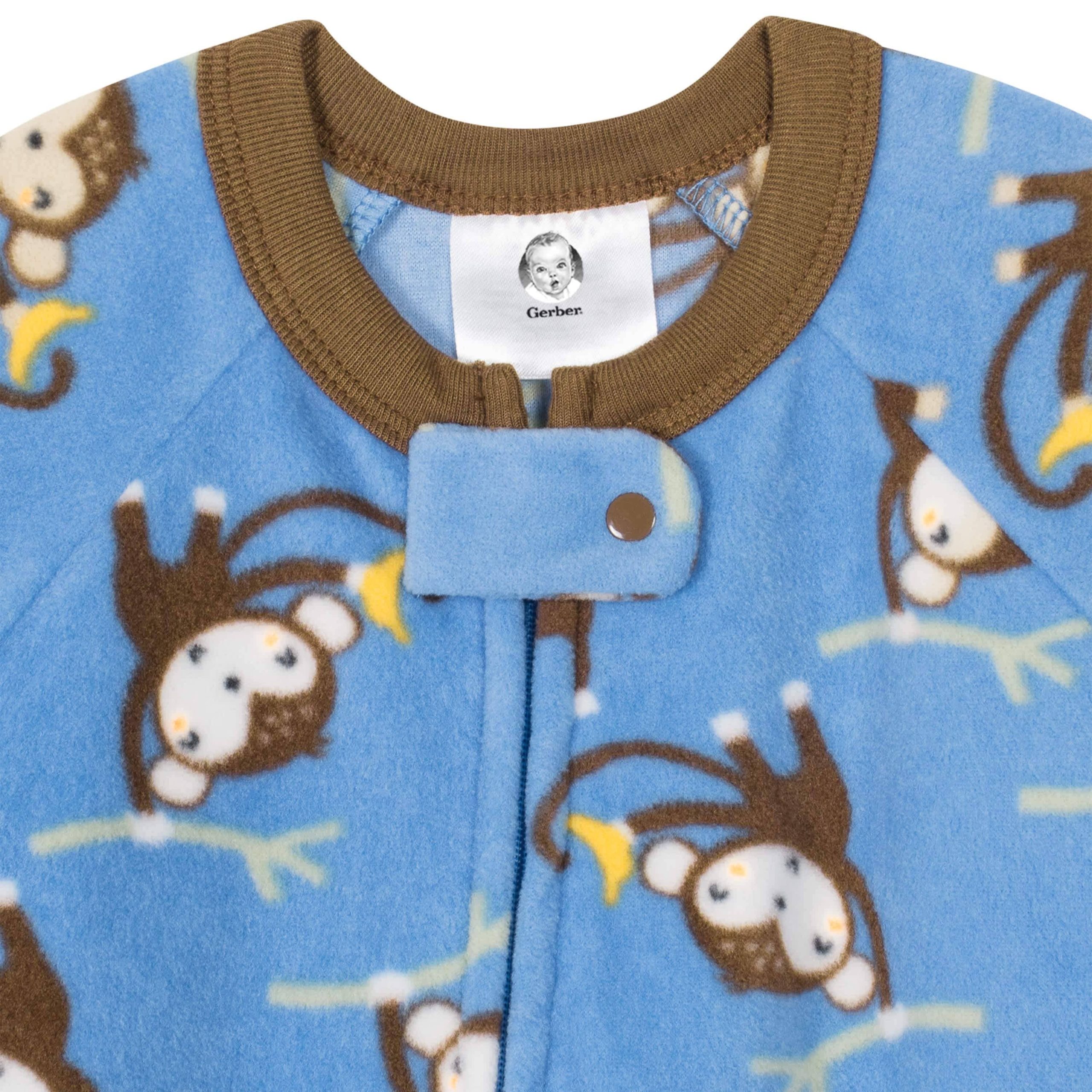 Gerber® 4-Pack Baby Boys Monkeys & Foxes Fleece Pajamas - Image 4