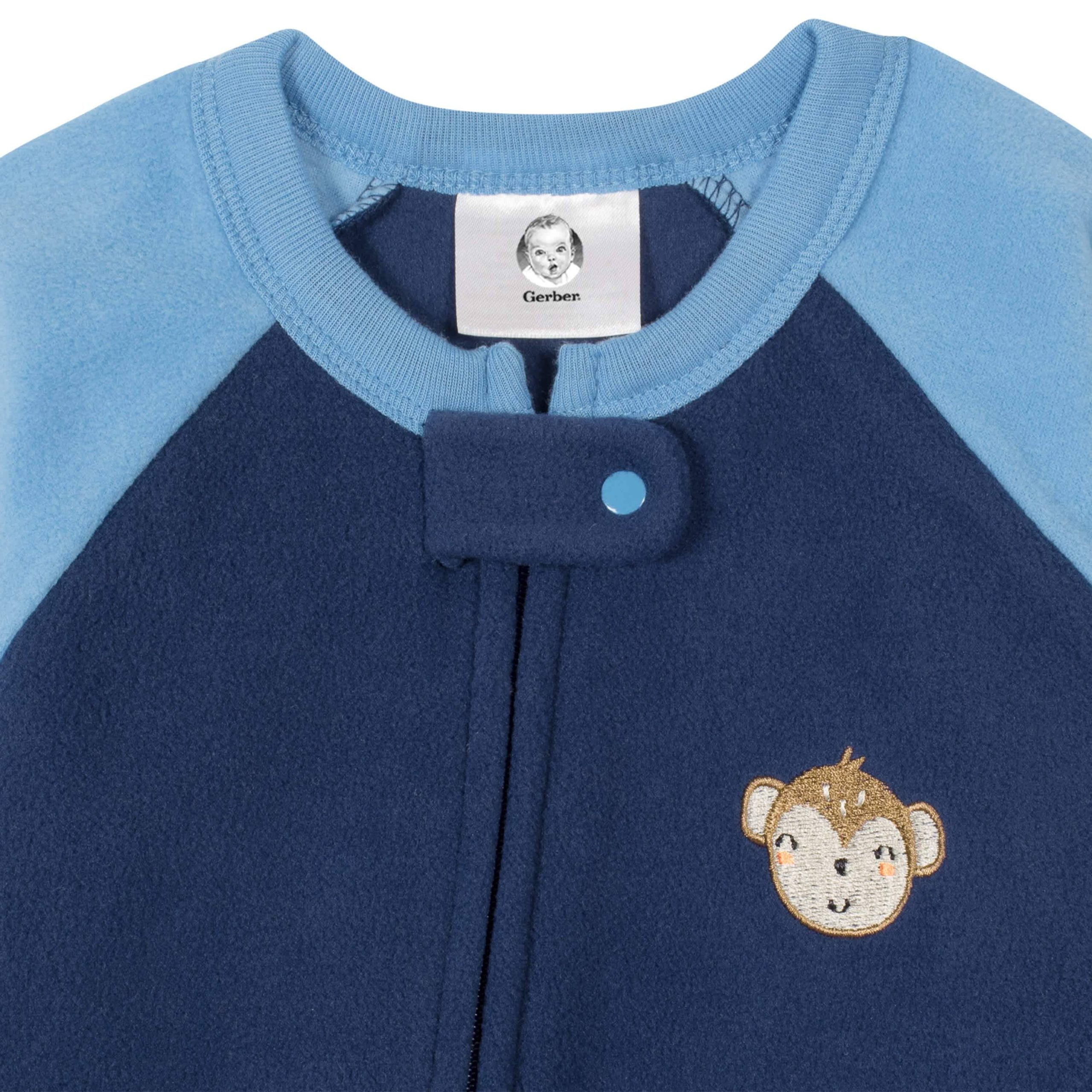 Gerber® 4-Pack Baby Boys Monkeys & Foxes Fleece Pajamas - Image 5