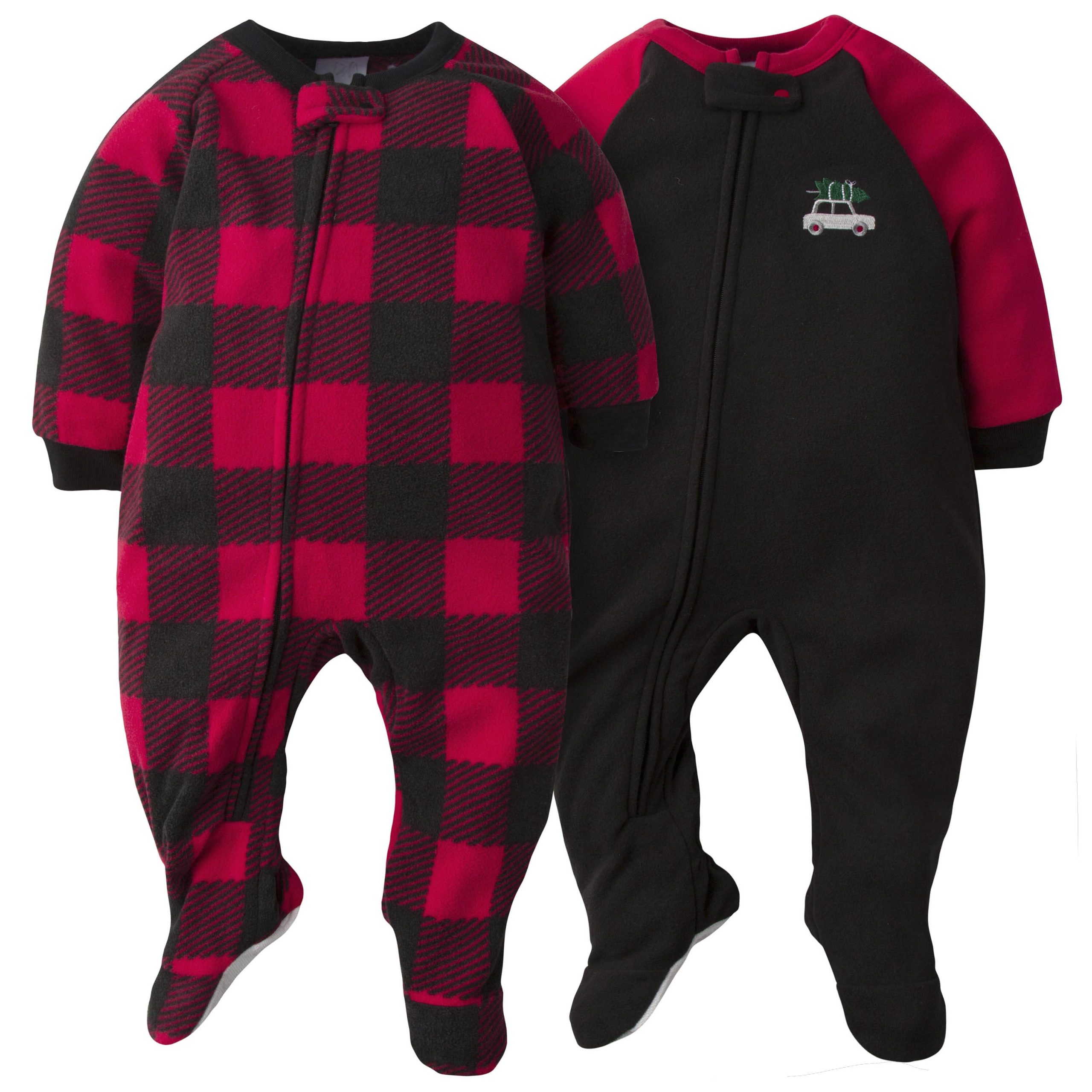 4-Pack Baby Boys Fire Trucks & Plaid Fleece Pajamas - Image 4