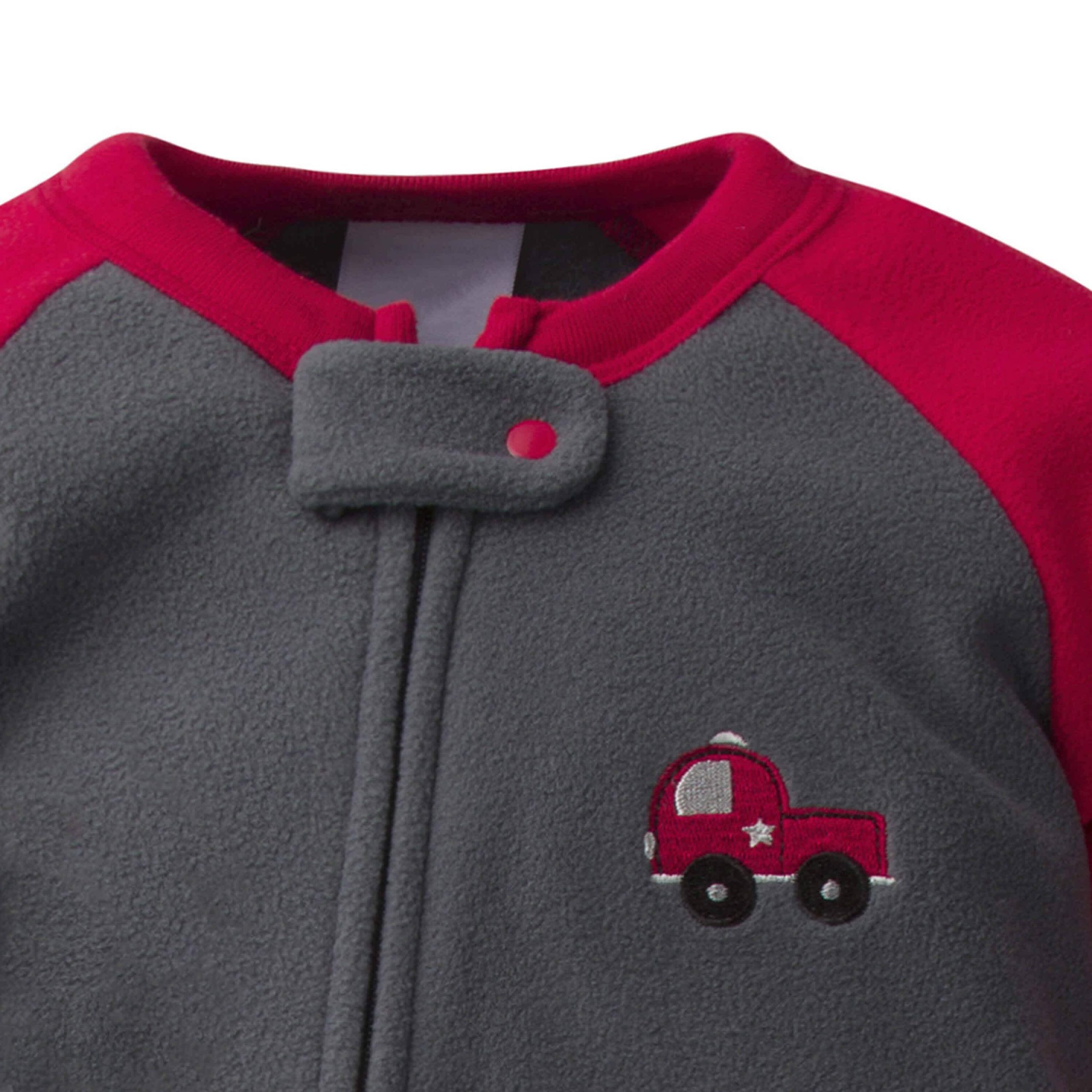 4-Pack Baby Boys Fire Trucks & Plaid Fleece Pajamas - Image 8