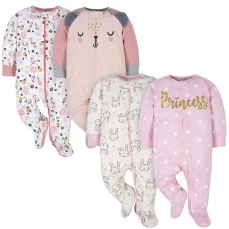 Gerber® 4-Pack Baby Girls Princess & Bear Sleep 'N Play Bundle