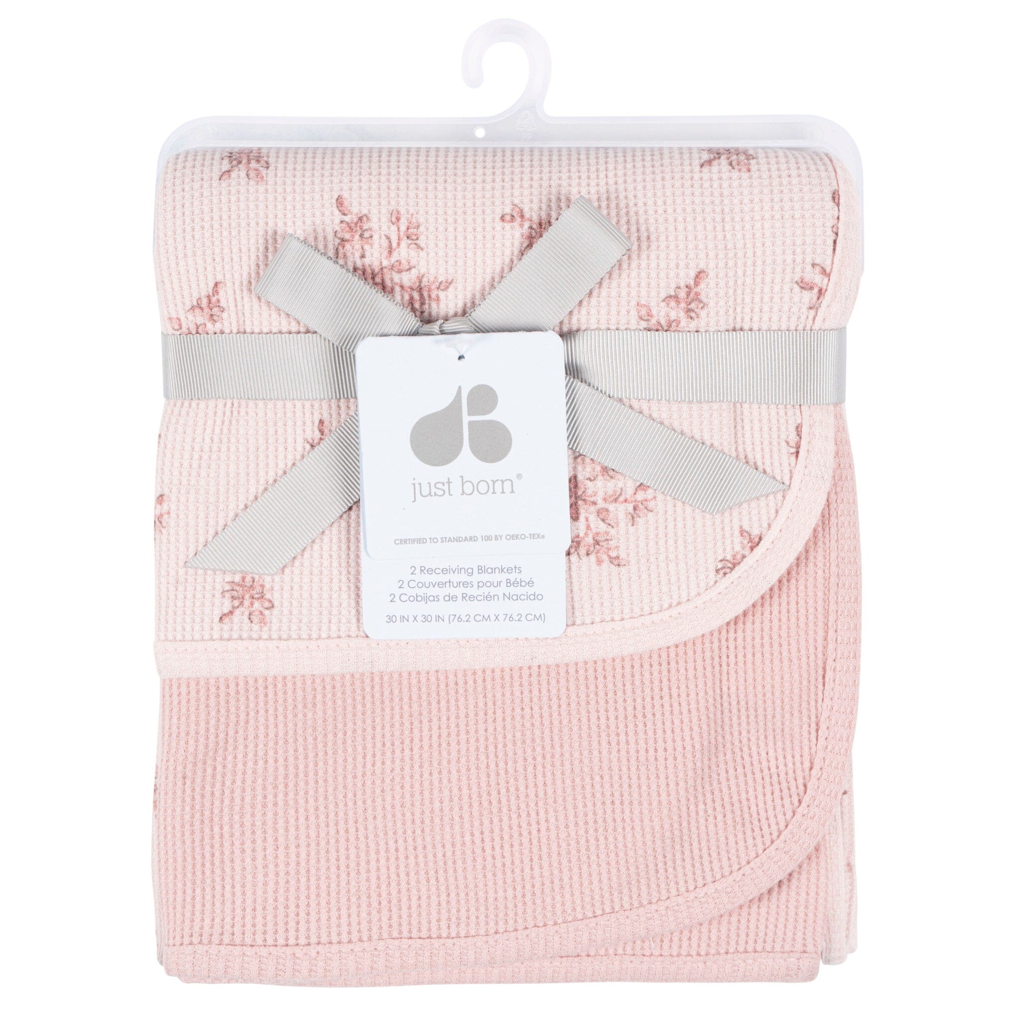 2-Pack Baby Girls Pink Floral Cotton Thermal Blankets - Image 4