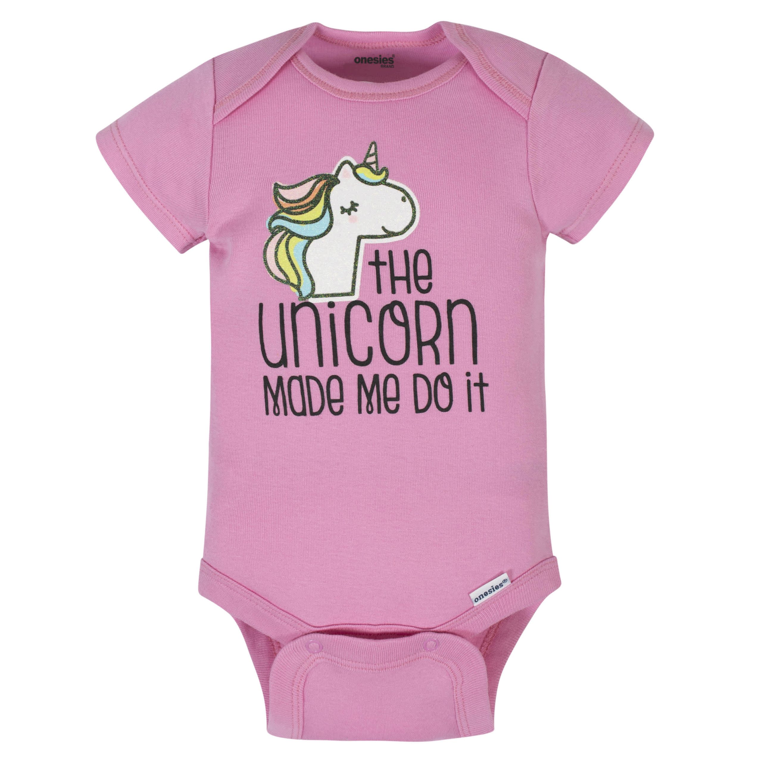 8-Pack Baby Girls Unicorns Onesies® Brand Bodysuits - Image 4