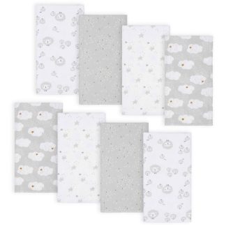 8-Pack Baby Neutral Sheep Flannel Burp Cloths