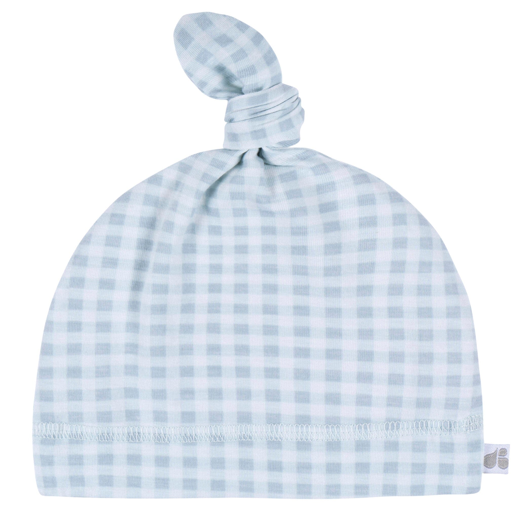2-Piece Baby Boys Blue Plaid Swaddle Blanket & Hat Set - Image 2