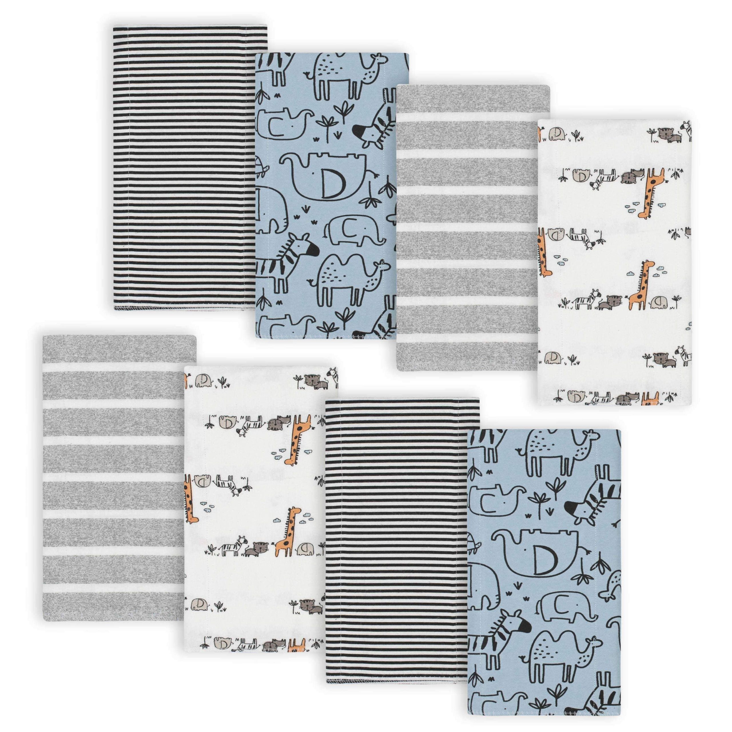 8-Pack Baby Boys Jungle Flannel Burp Cloths