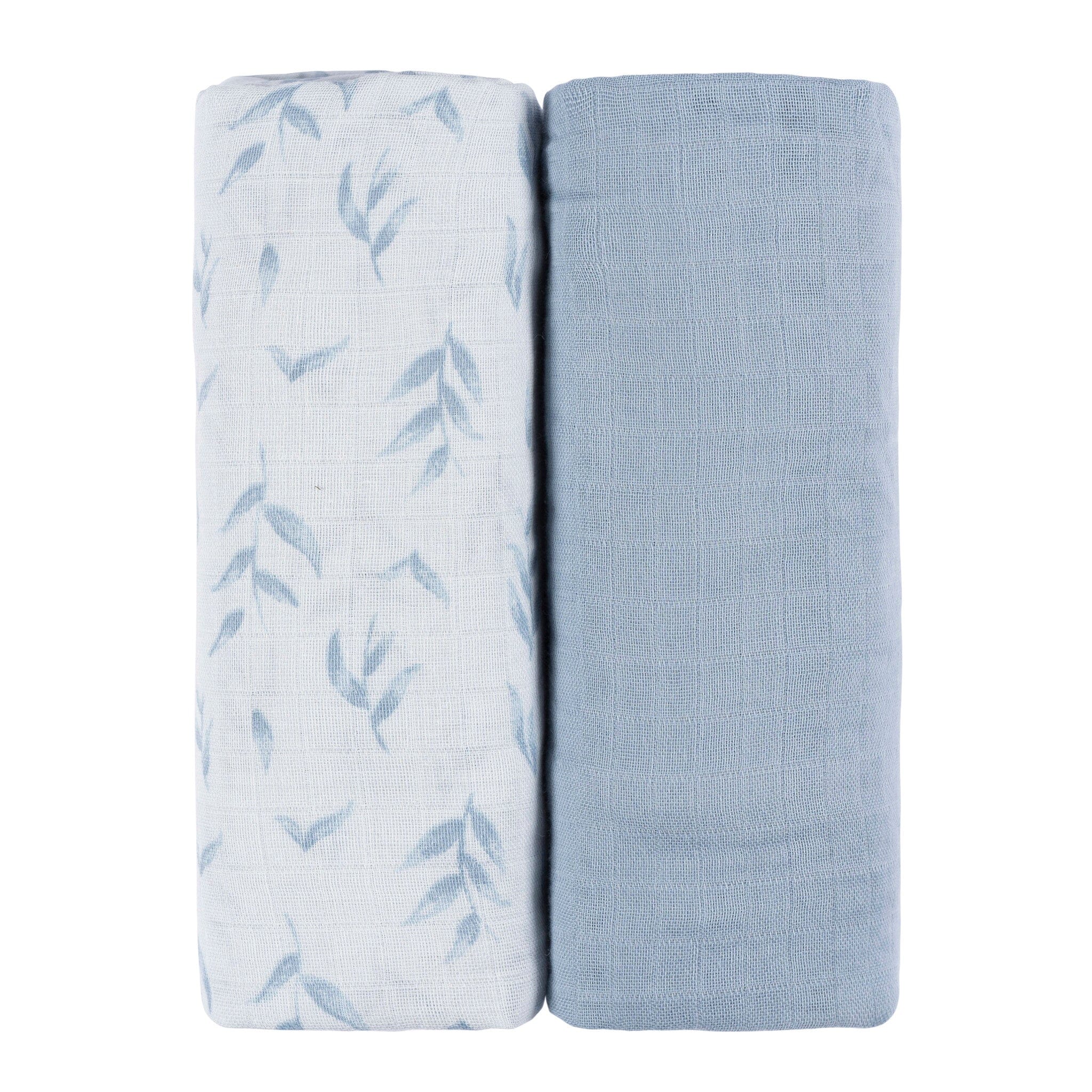 2-Pack Baby Boys Blue Leaf Swaddle Blanket - Image 3