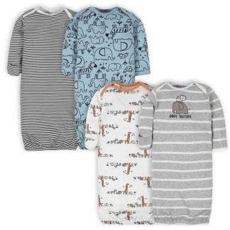 4-Pack Baby Boys Jungle Gowns