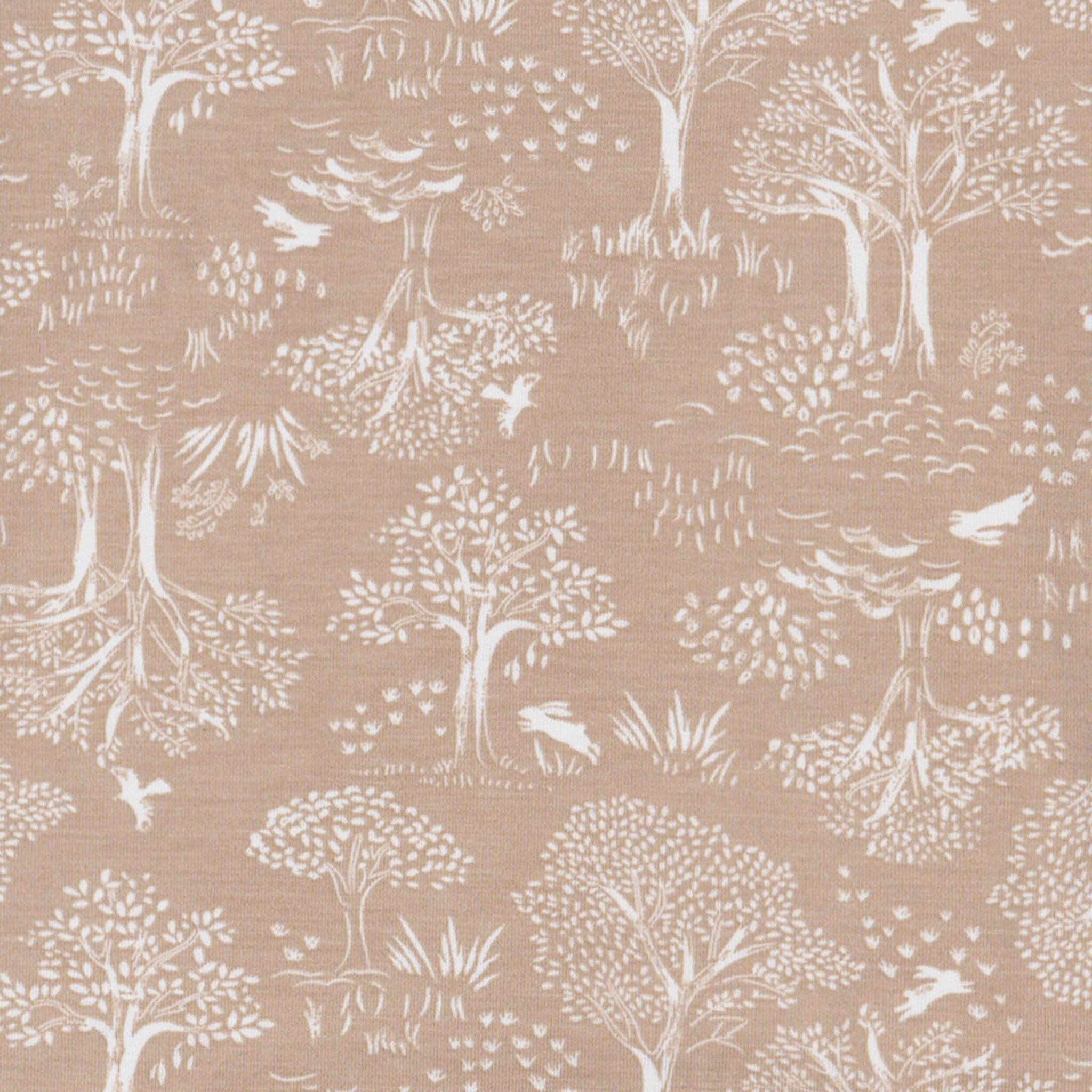 2-Piece Baby Neutral Ivory Tan Forest Swaddle Blanket & Hat Set - Image 6