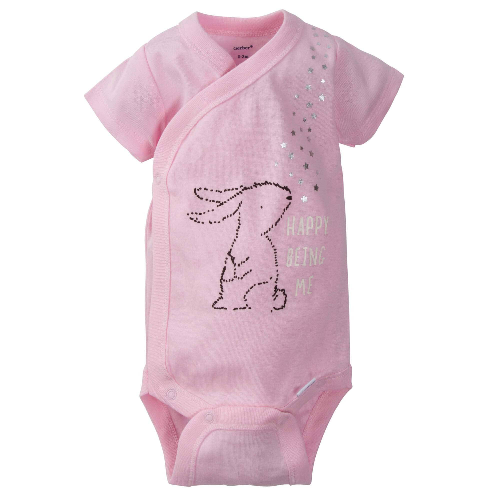5-Pack Baby Girls Bunny Short Sleeve Onesies® Bodysuits - Image 2