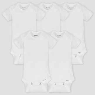 5-Pack Baby Neutral White Organic Onesies® Brand Short Sleeve Bodysuits