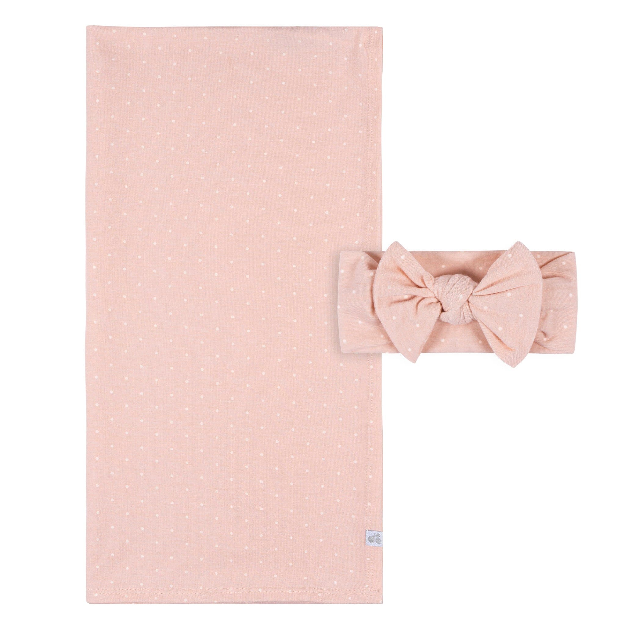 2-Piece Baby Girls Pink Floral Swaddle Blanket & Headband Set