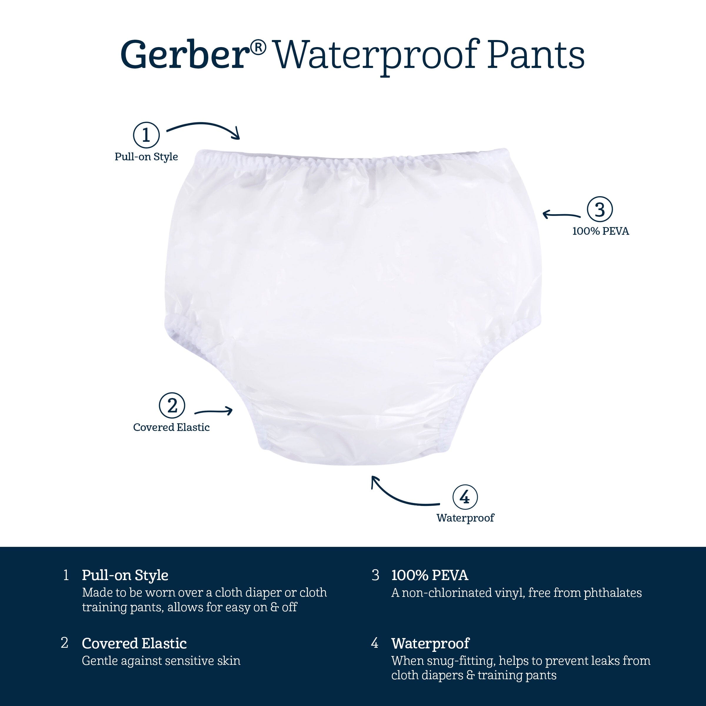 4-Pack Toddler White Waterproof Pants - Image 4